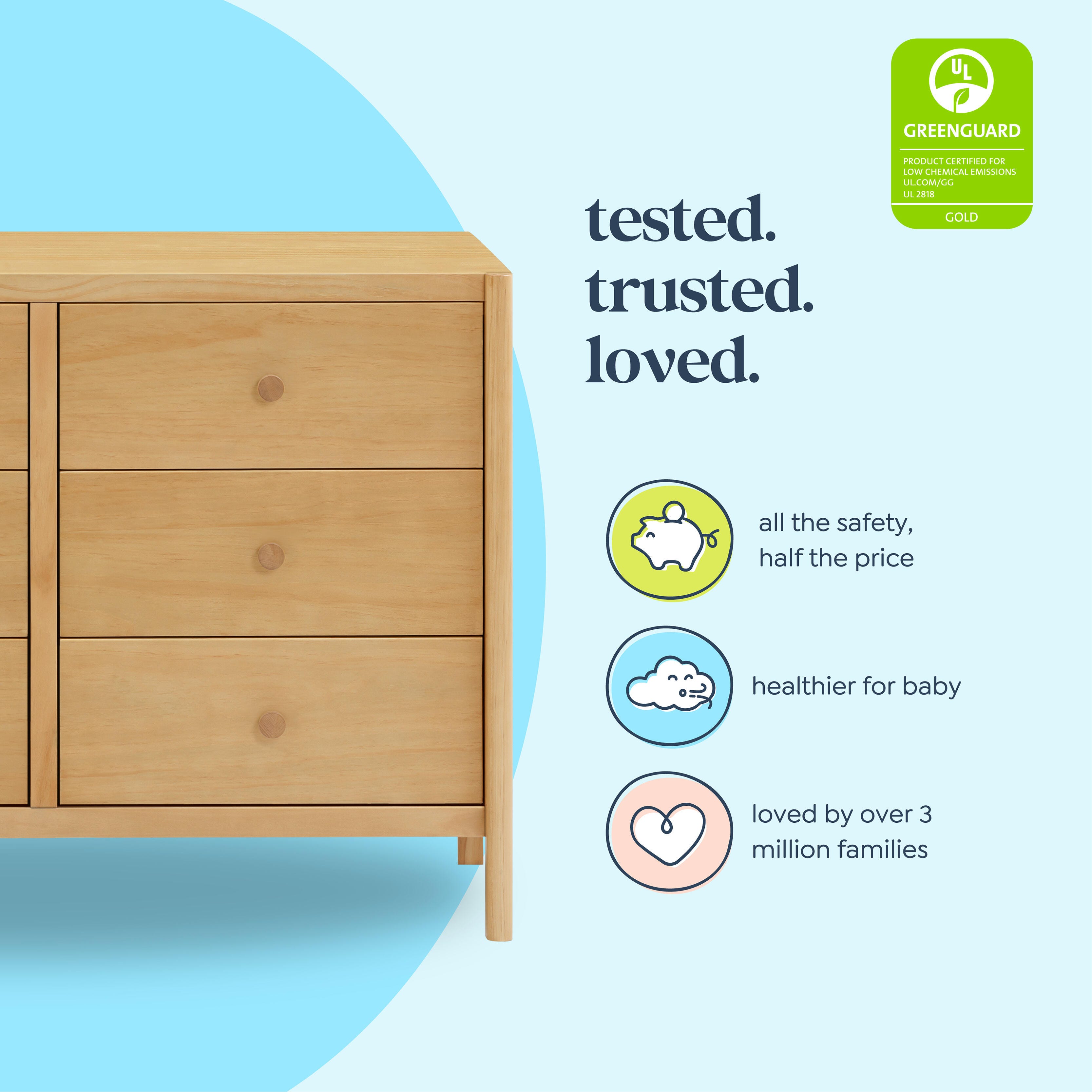 daVinci Birdie 6 Drawer Dresser, Honey, large