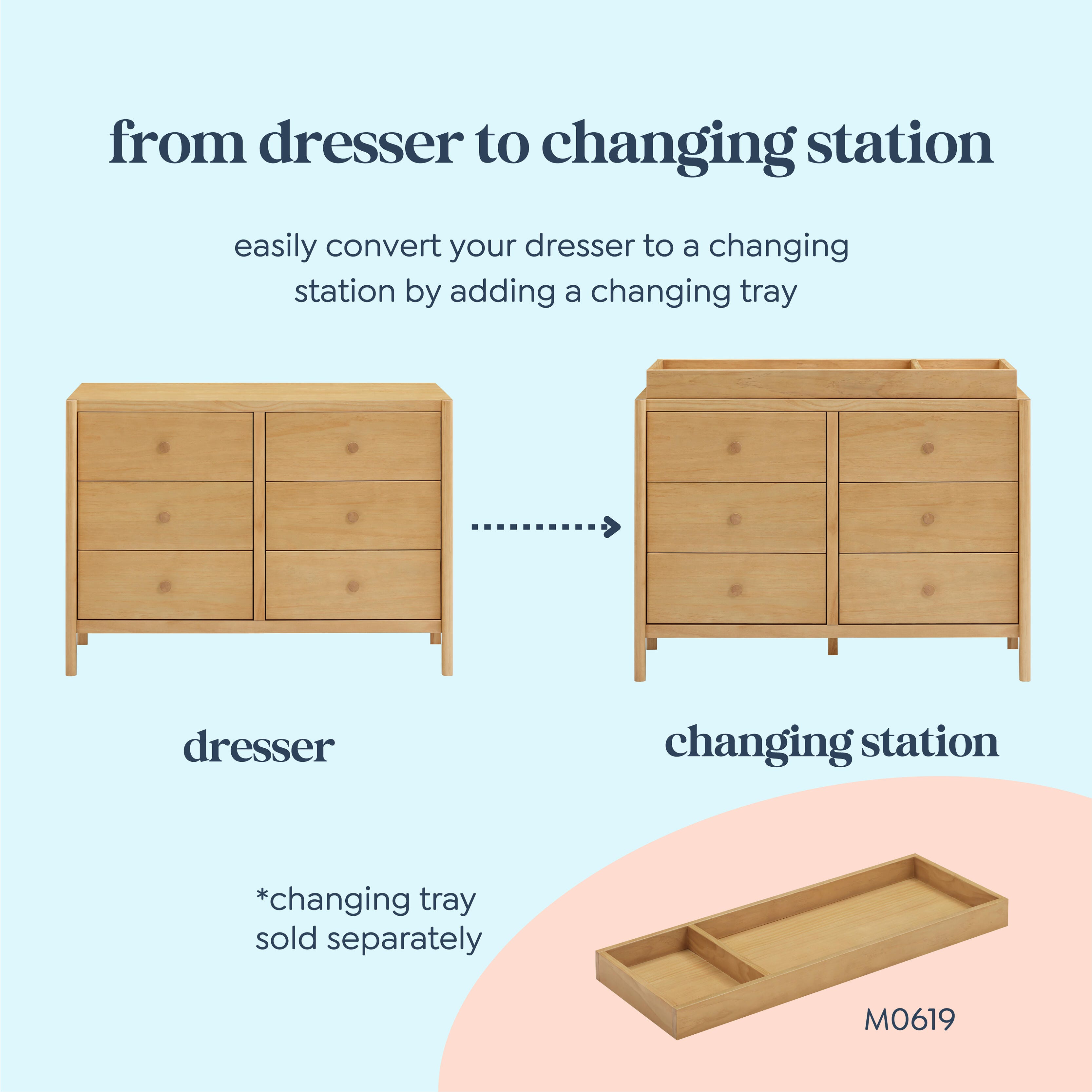 daVinci Birdie 6 Drawer Dresser, Honey, large
