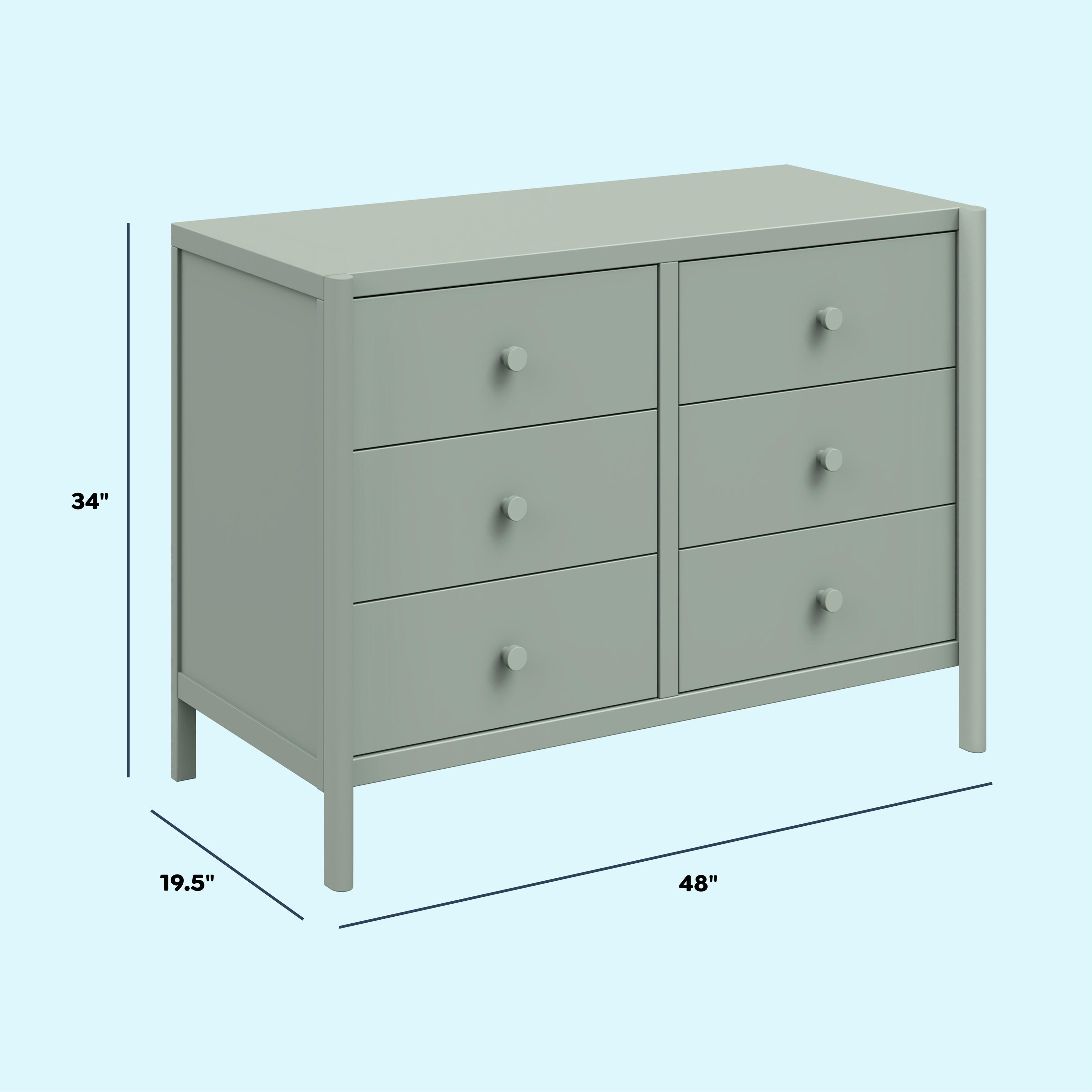 daVinci Birdie 6 Drawer Dresser, Light Sage, large