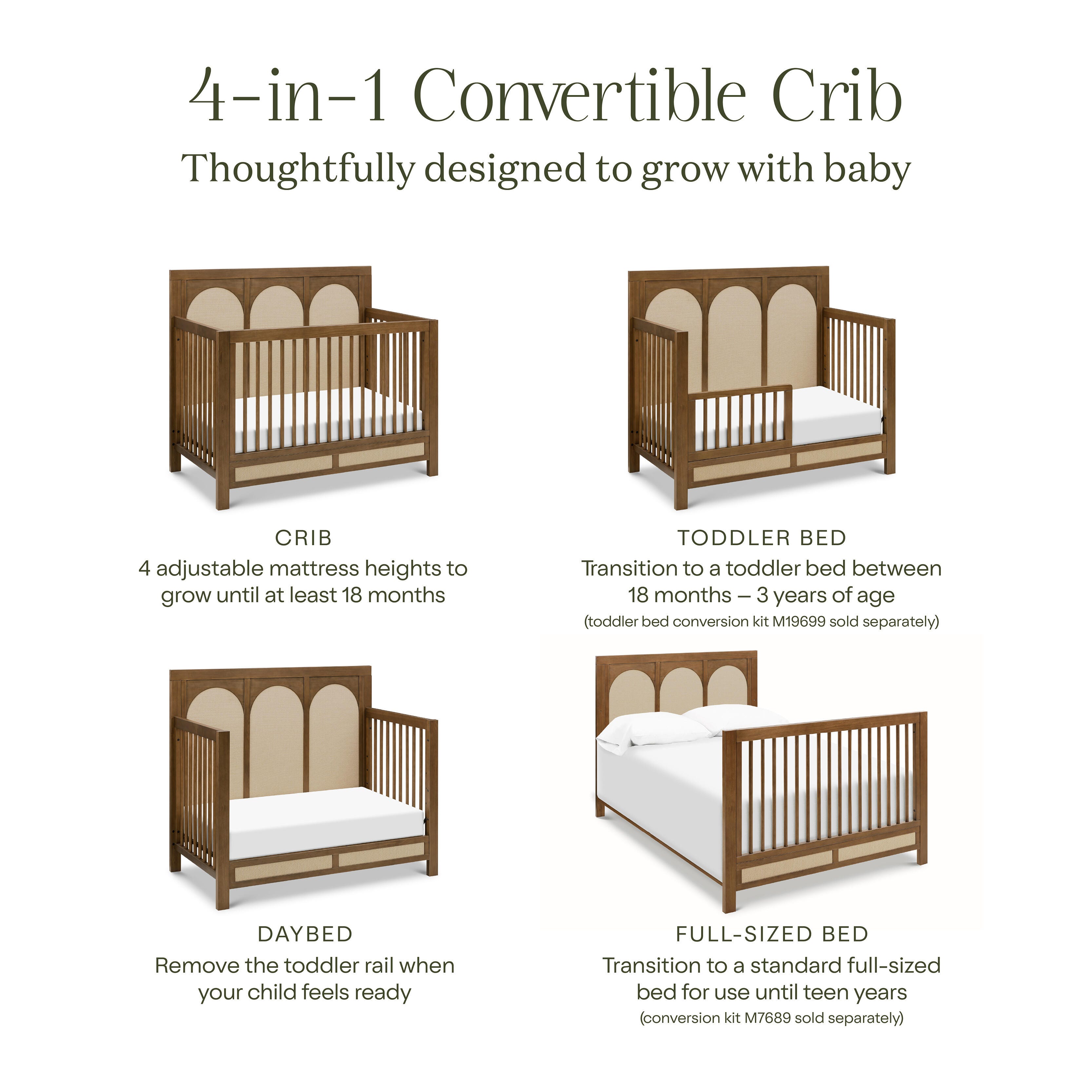 Namesake Eloise 4-in-1 Convertible Crib, Natural Walnut/Sand, large