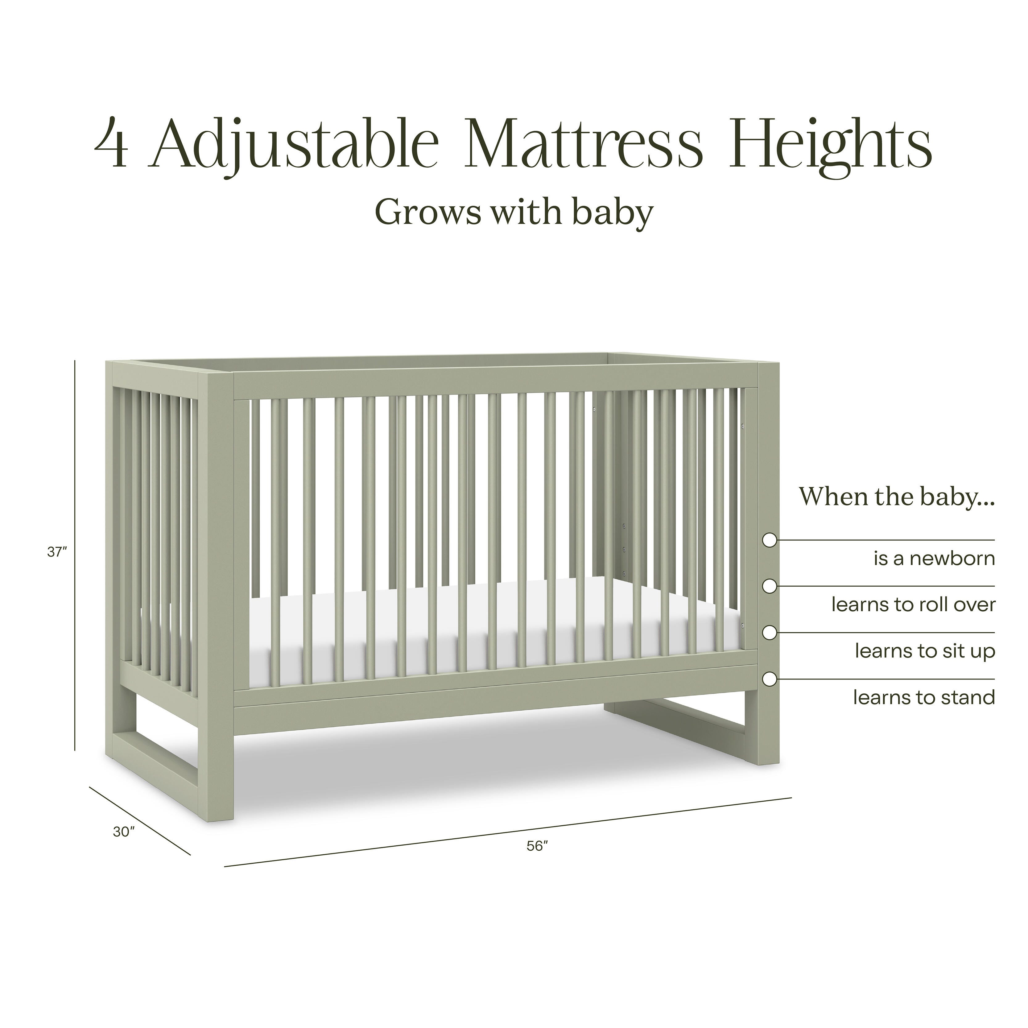 Namesake Nantucket 3-in-1 Convertible Crib, Sage, large