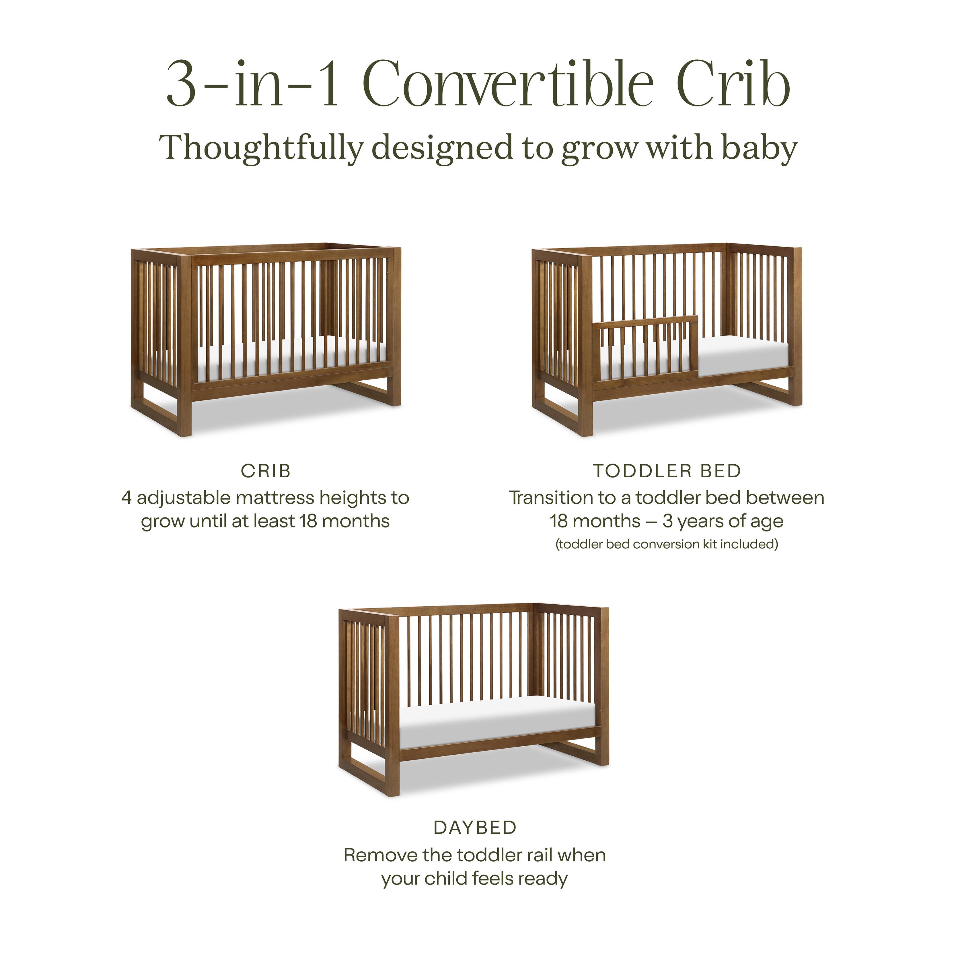 Namesake Nantucket 3-in-1 Convertible Crib, Natural, large