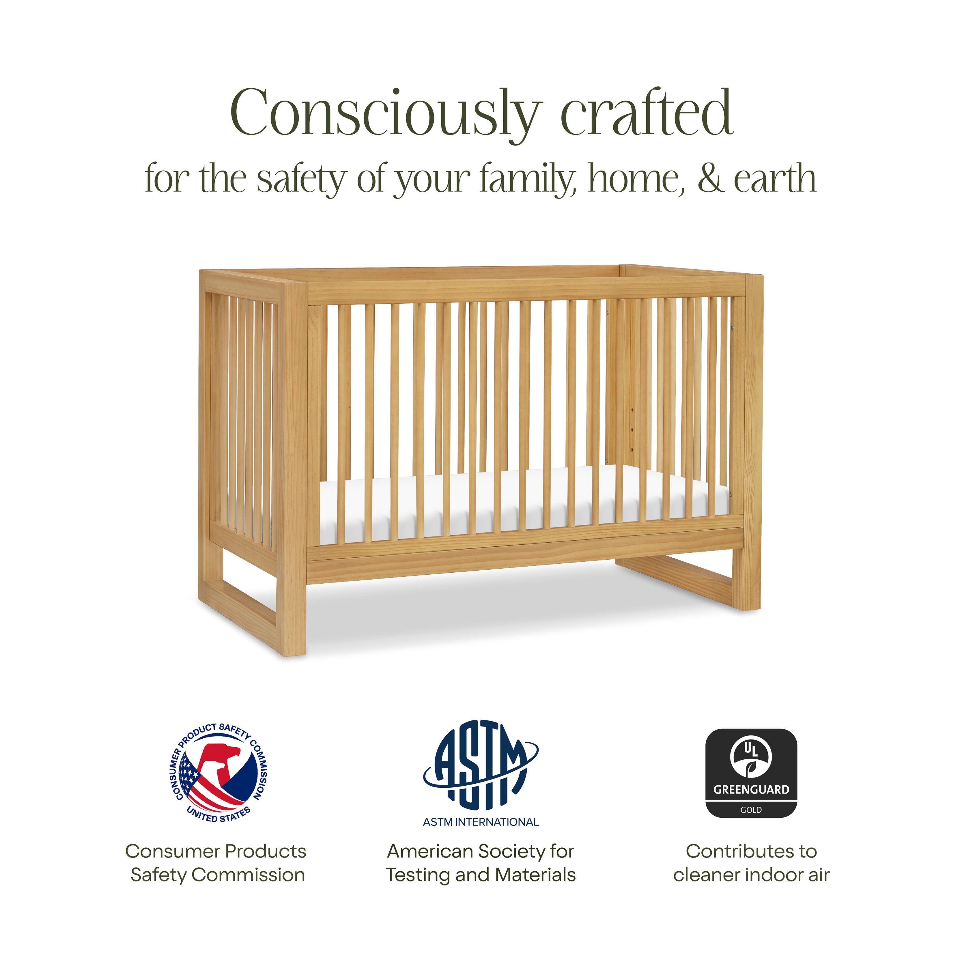 Namesake Nantucket 3-in-1 Convertible Crib, Honey, large