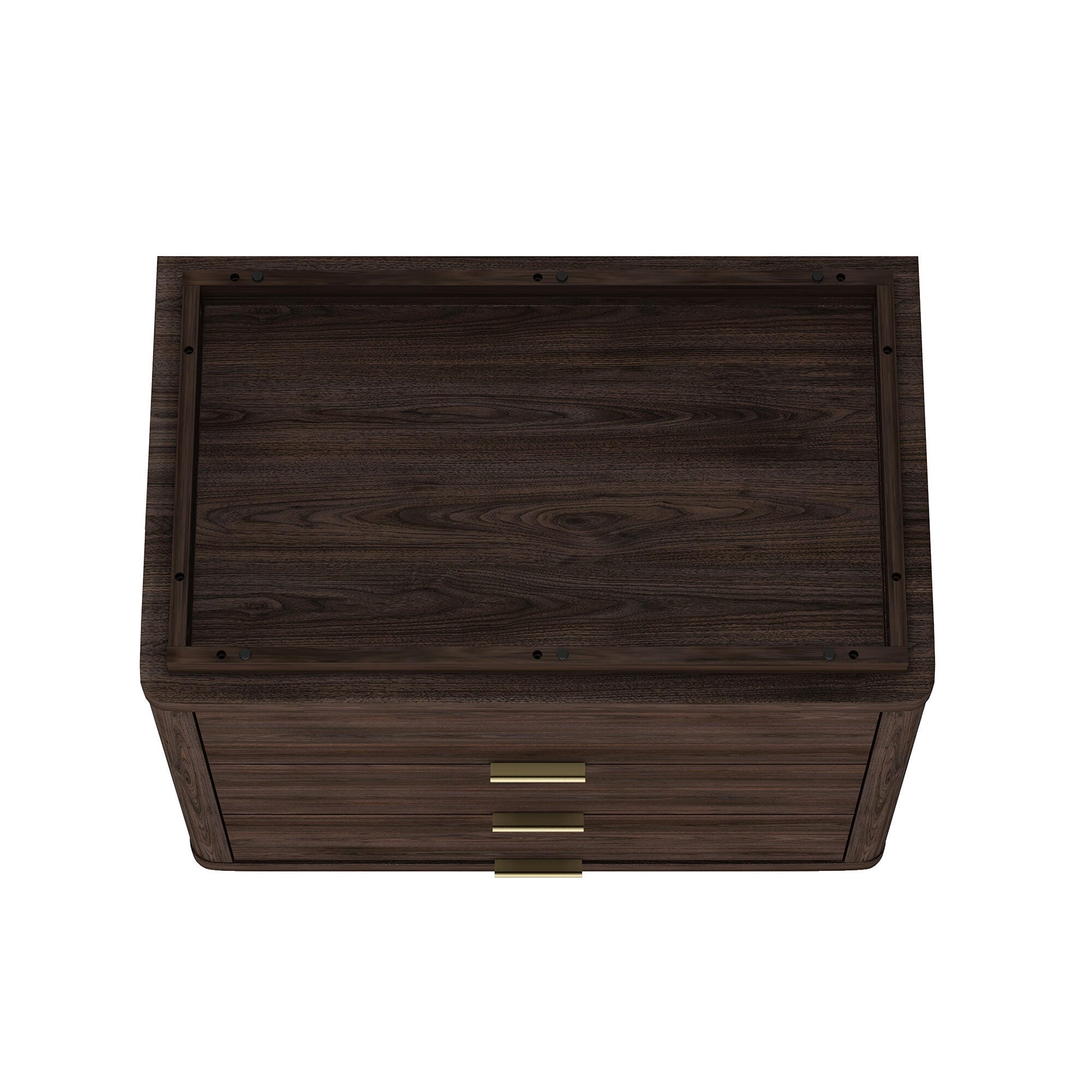 Manhattan Comfort Evelyn 32" 3 Drawers Nightstand, Brown, large