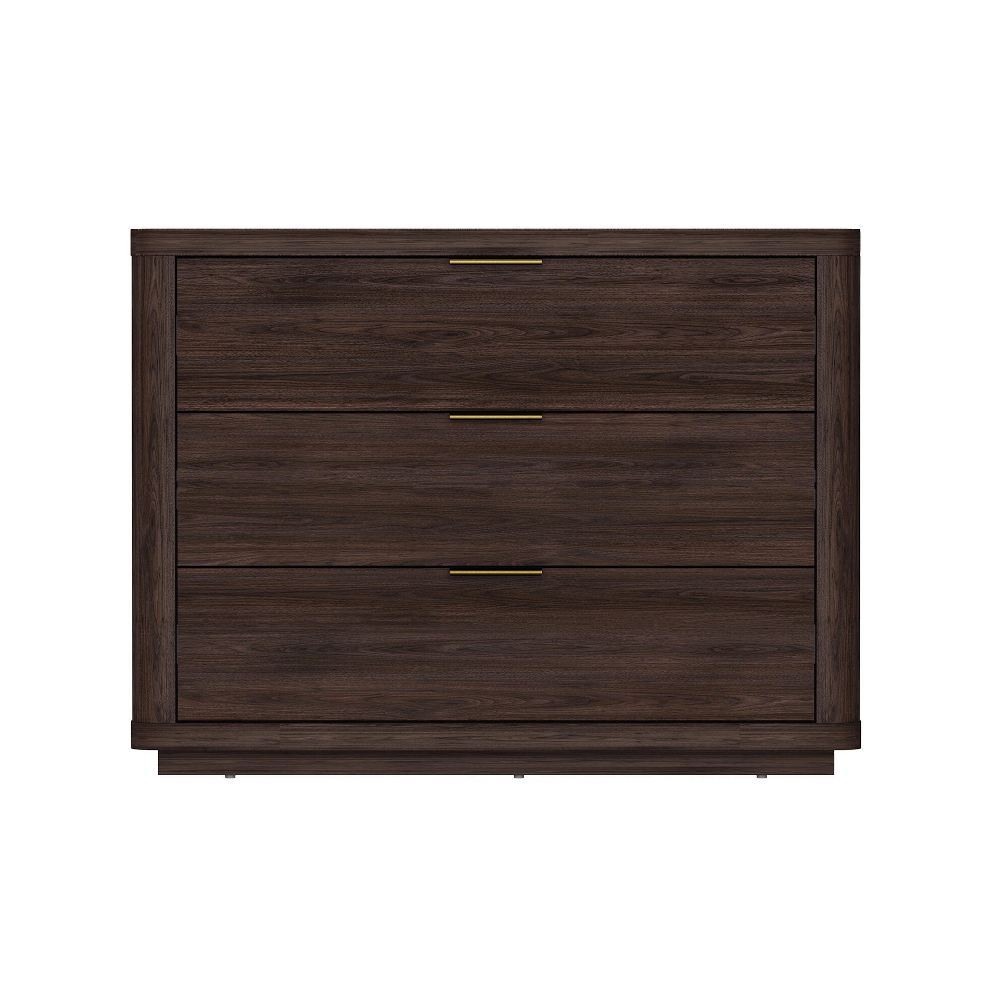 Manhattan Comfort Evelyn 32" 3 Drawers Nightstand, Brown, large