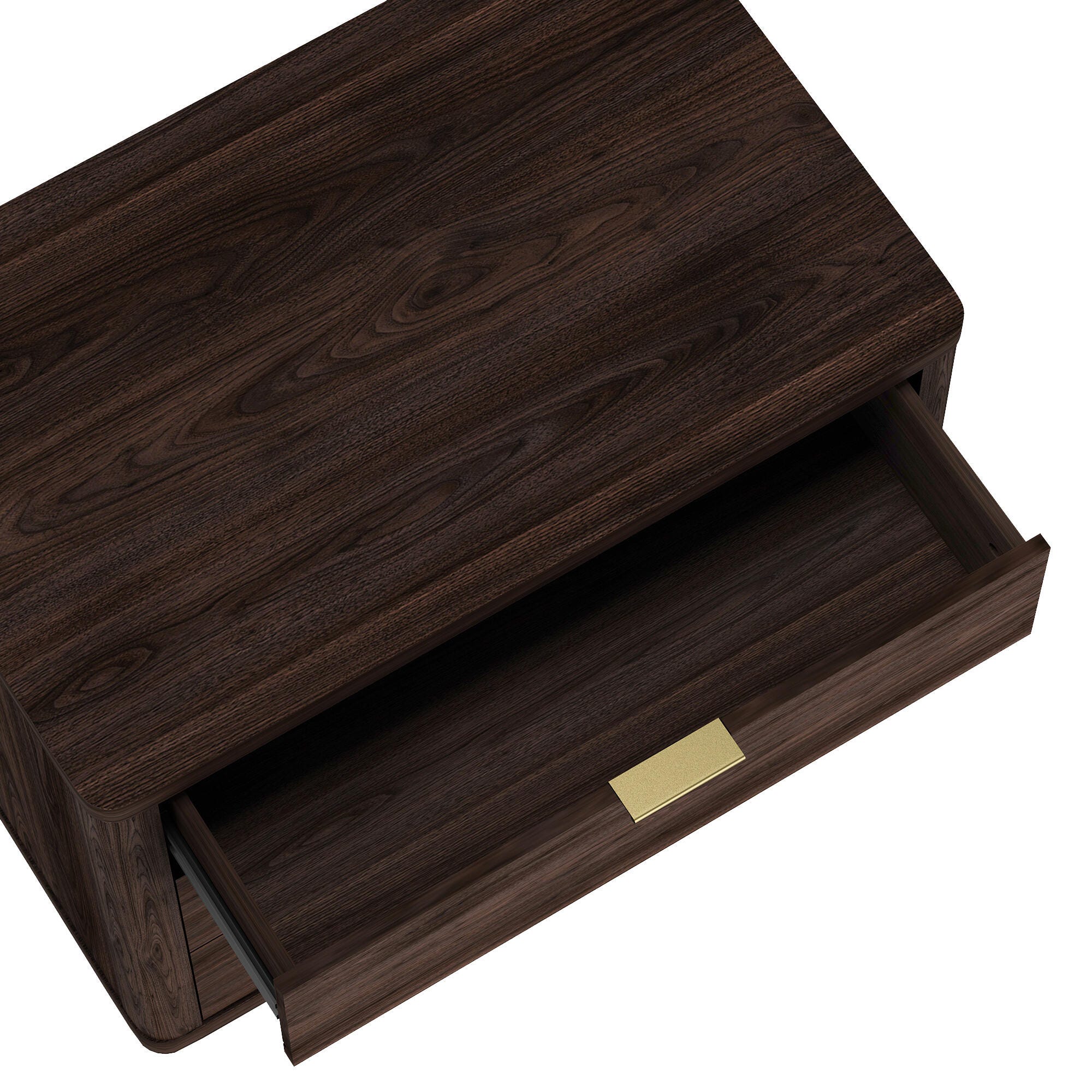 Manhattan Comfort Evelyn 32" 3 Drawers Nightstand, Brown, large