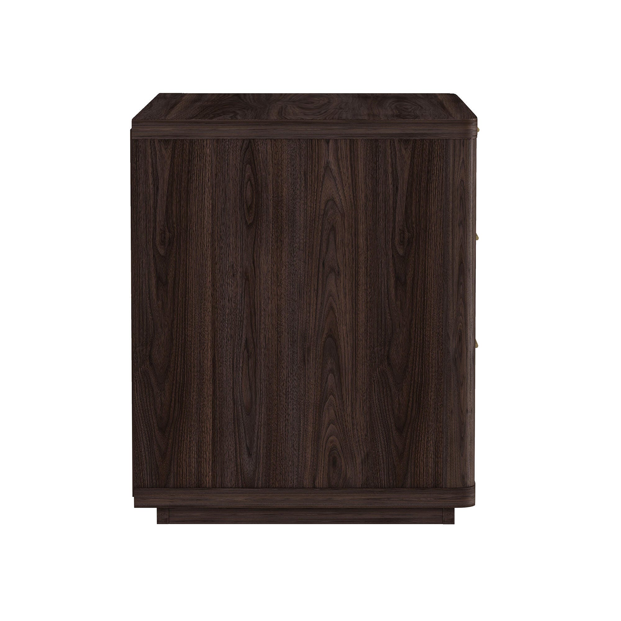 Manhattan Comfort Evelyn 32" 3 Drawers Nightstand, Brown, large