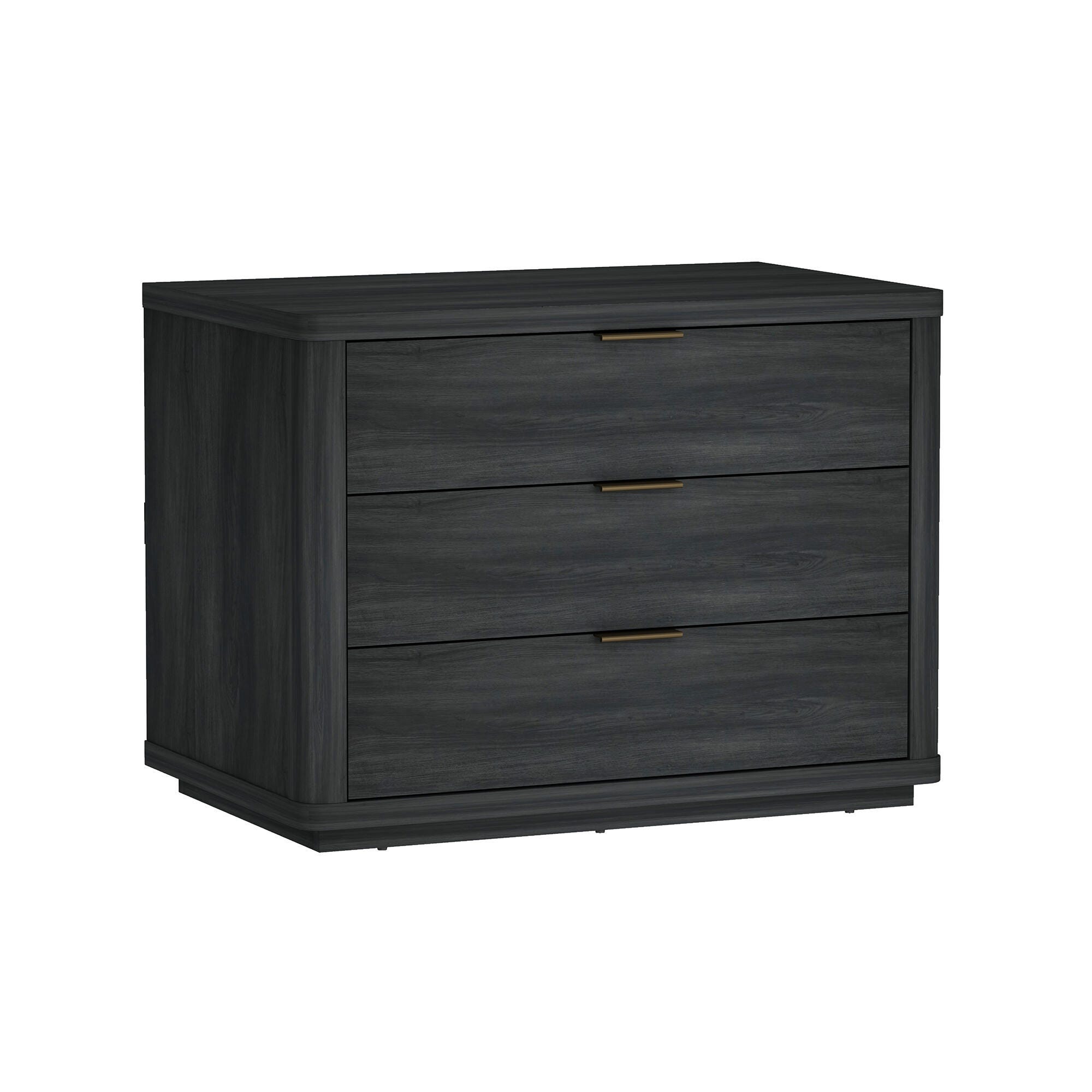 Manhattan Comfort Evelyn 32" 3 Drawers Nightstand, Charcoal Gray, large