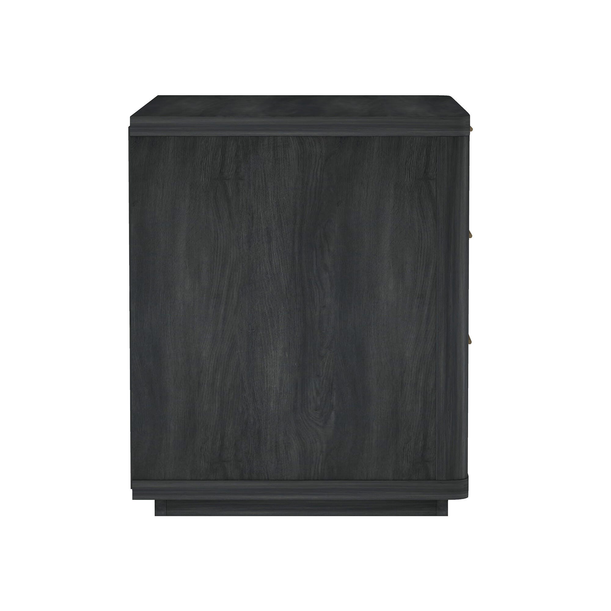 Manhattan Comfort Evelyn 32" 3 Drawers Nightstand, Charcoal Gray, large