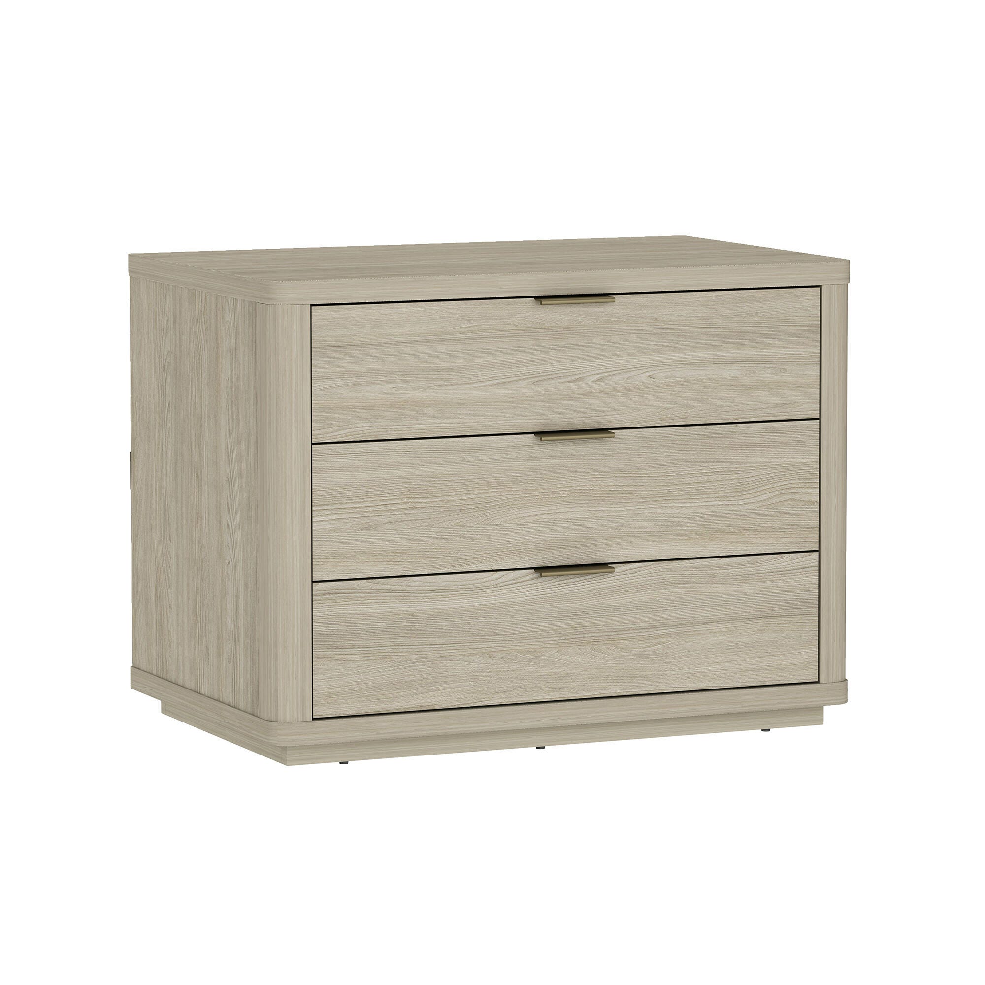 Manhattan Comfort Evelyn 32" 3 Drawers Nightstand, Natural, large