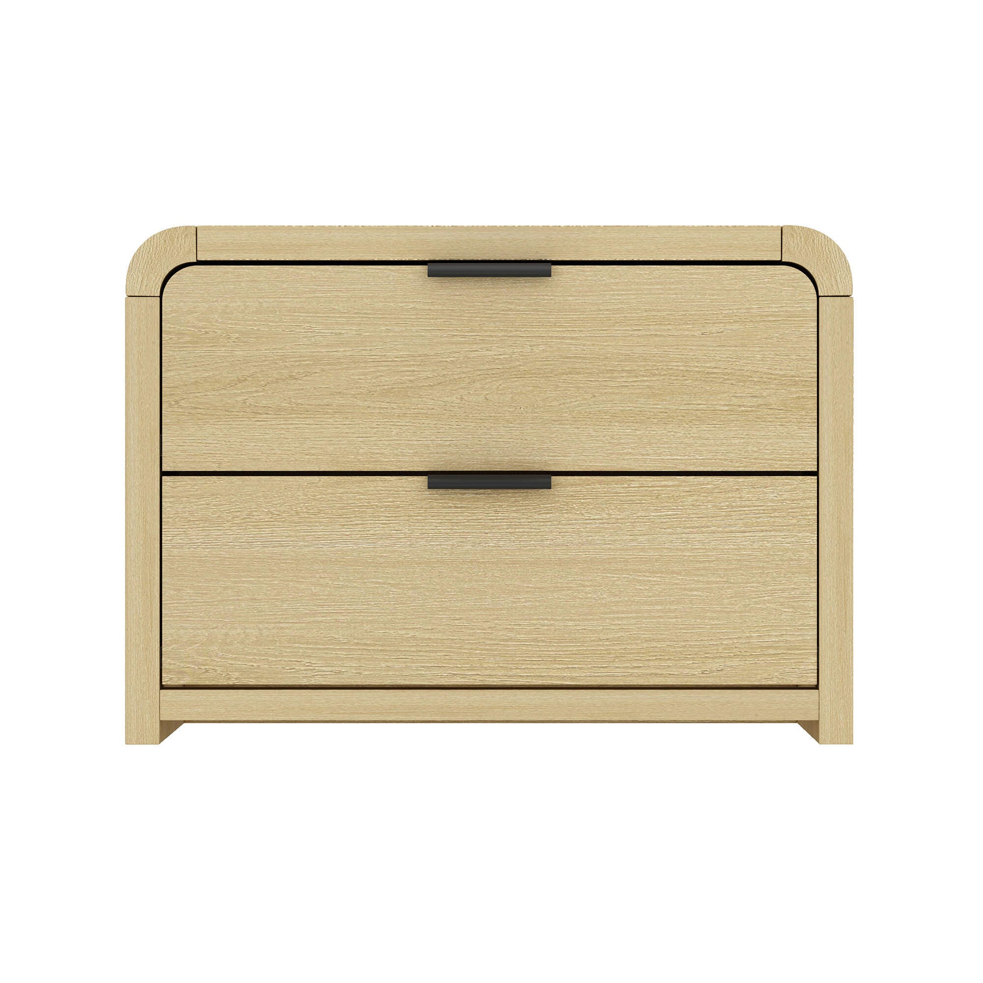 Manhattan Comfort Grace 28" 2 Drawers Nightstand, Natural/Black, large