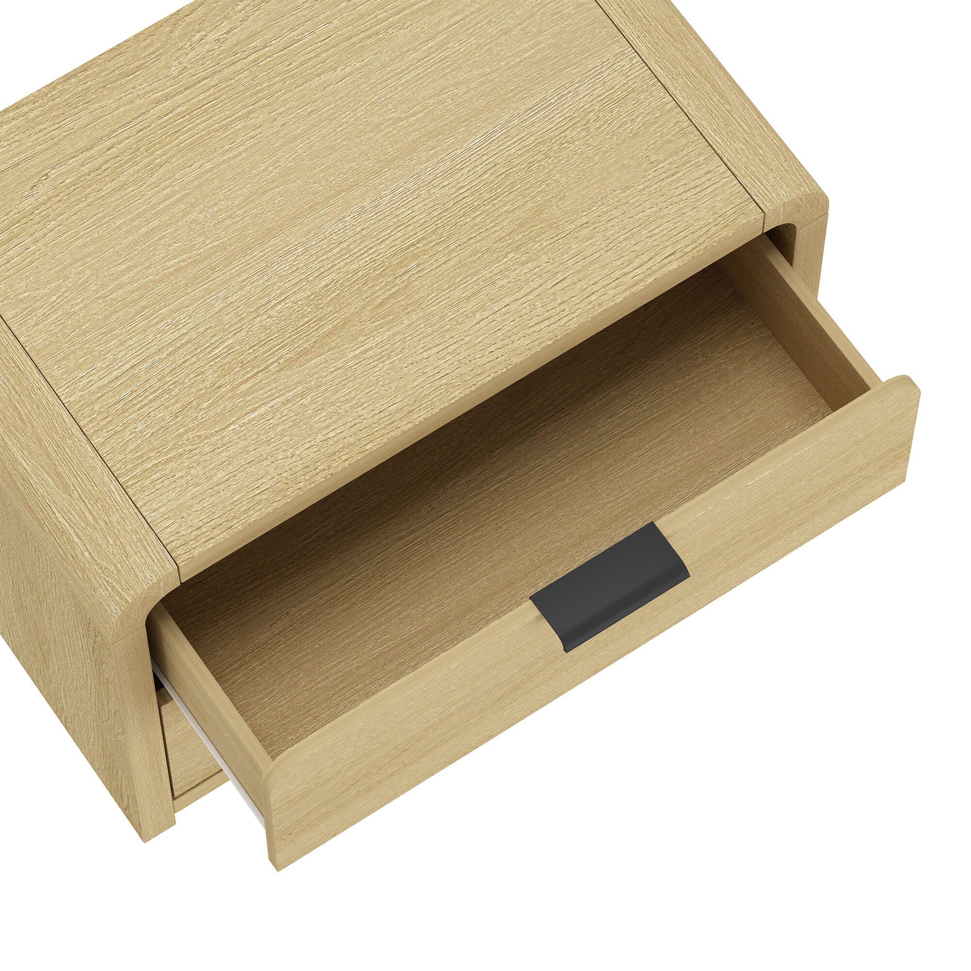Manhattan Comfort Grace 28" 2 Drawers Nightstand, Natural/Black, large