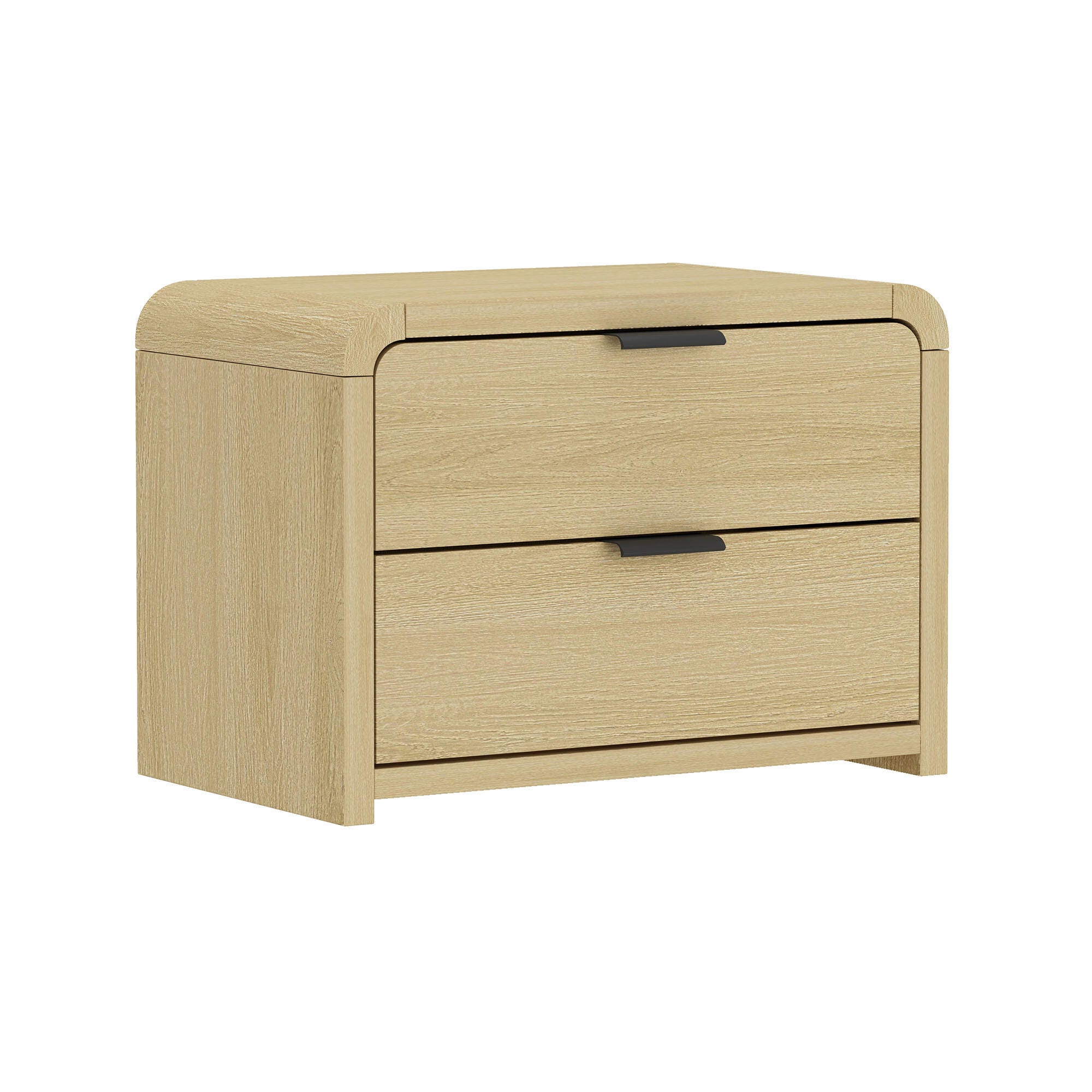 Manhattan Comfort Grace 28" 2 Drawers Nightstand, Natural/Black, large