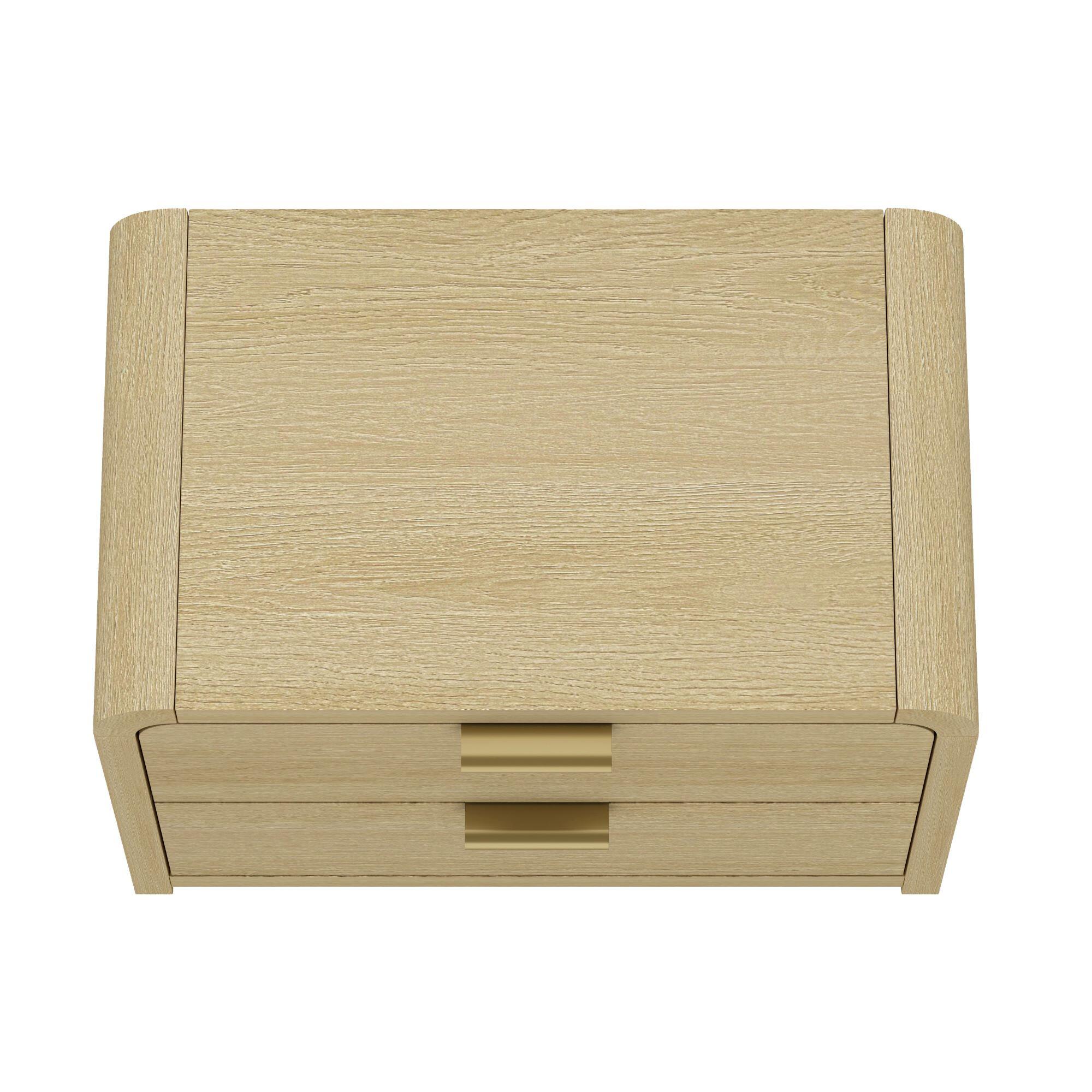 Manhattan Comfort Grace 28" 2 Drawers Nightstand, Natural/Gold, large