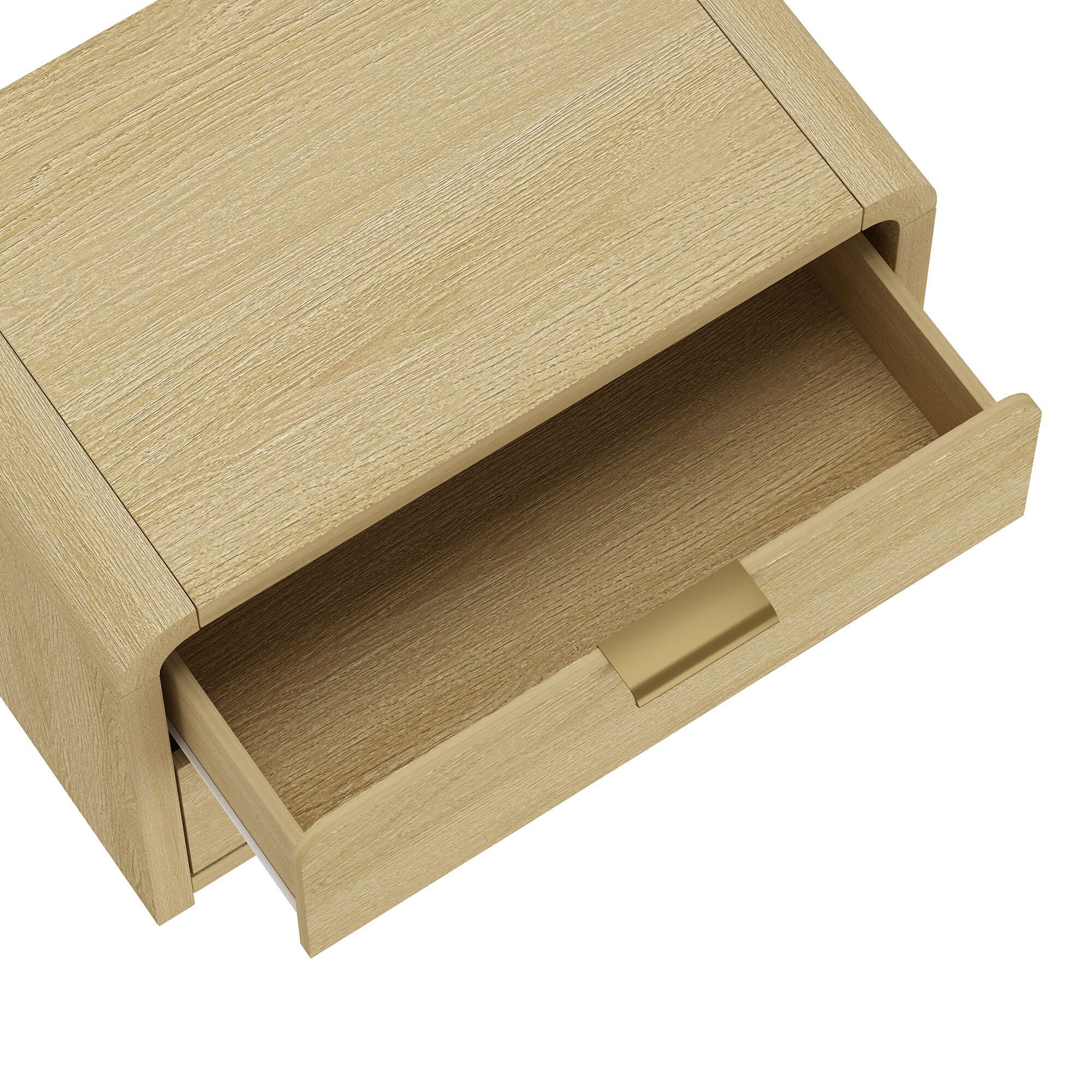 Manhattan Comfort Grace 28" 2 Drawers Nightstand, Natural/Gold, large