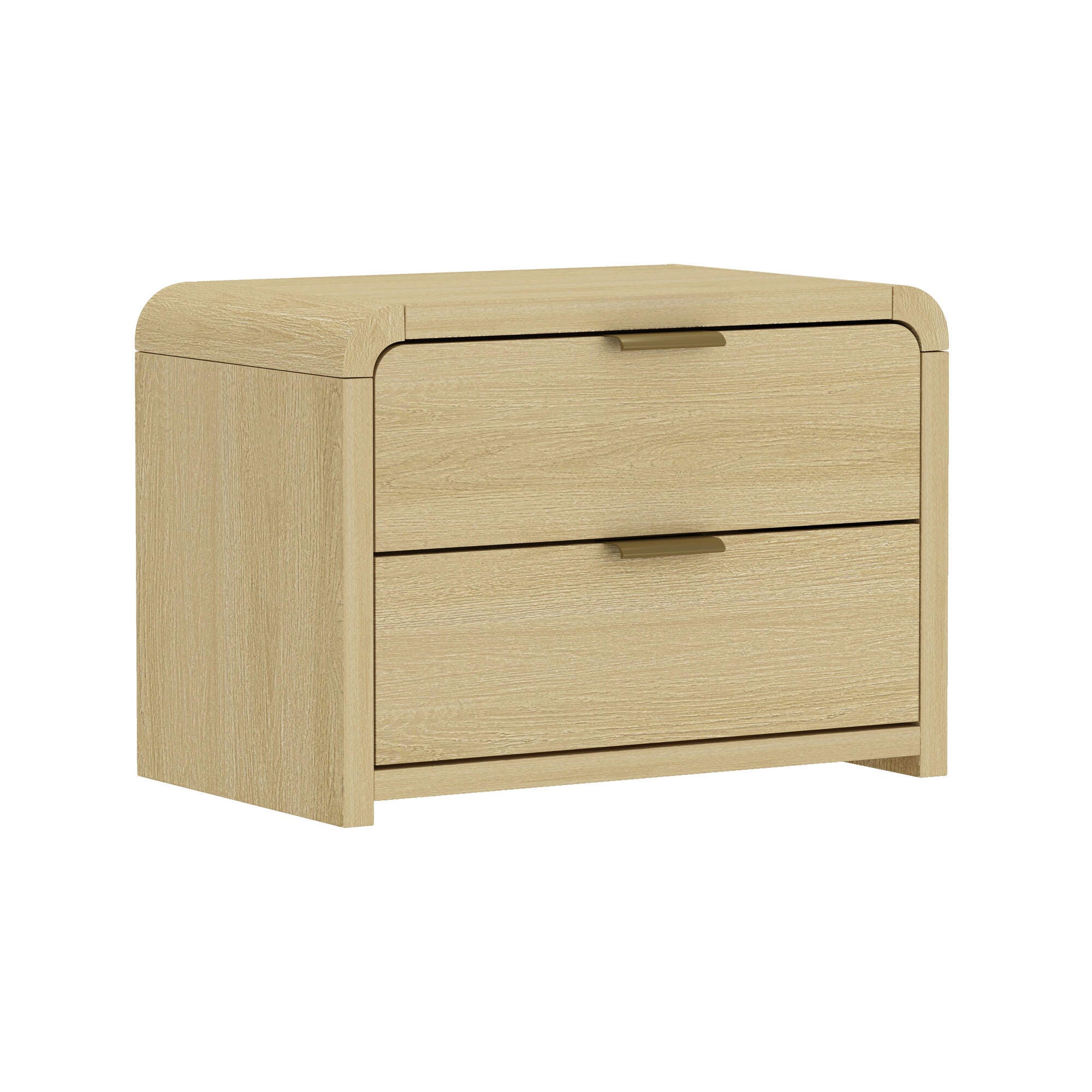 Manhattan Comfort Grace 28" 2 Drawers Nightstand, Natural/Gold, large