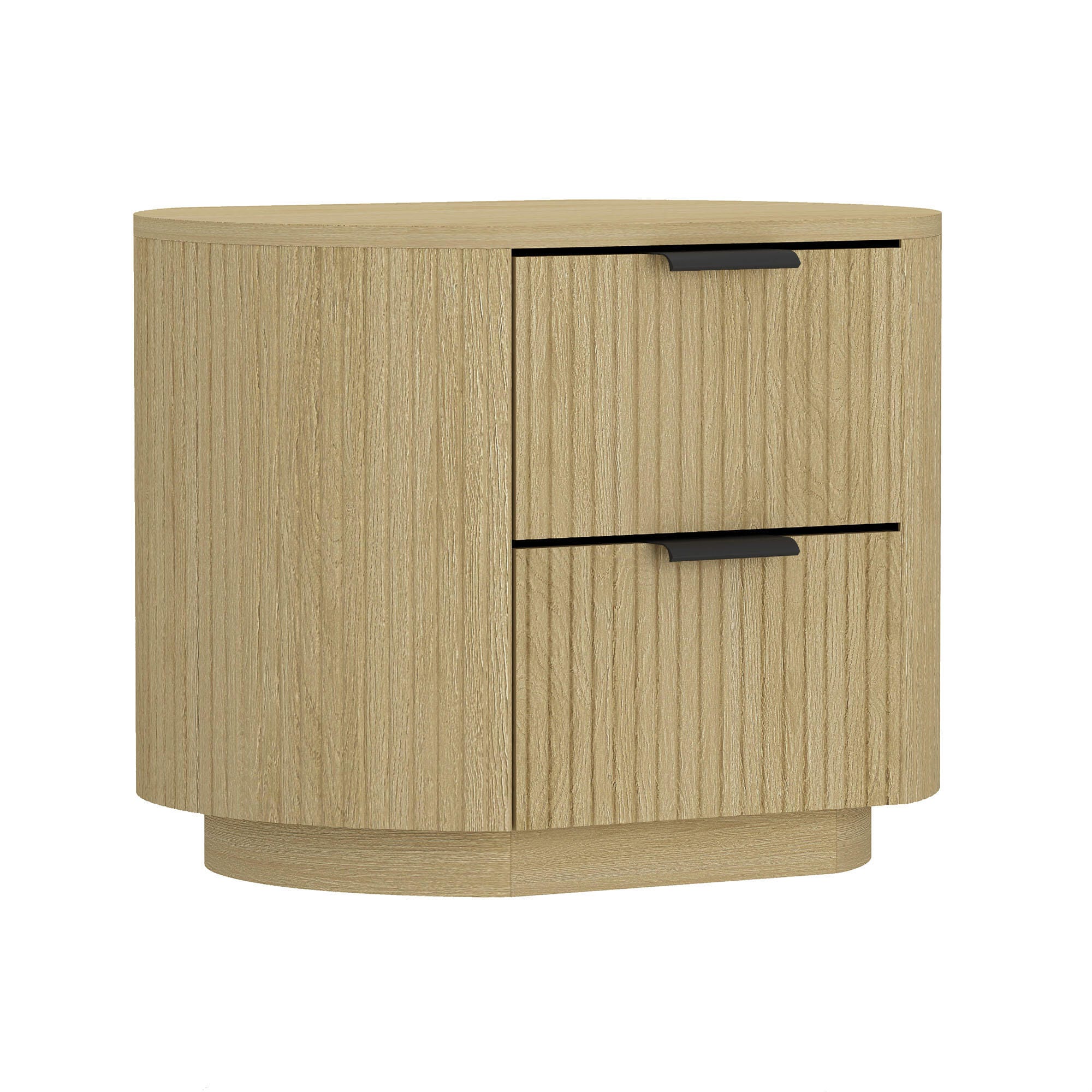 Manhattan Comfort Olivia 26" 2 Drawers Nightstand, Natural/Black, large