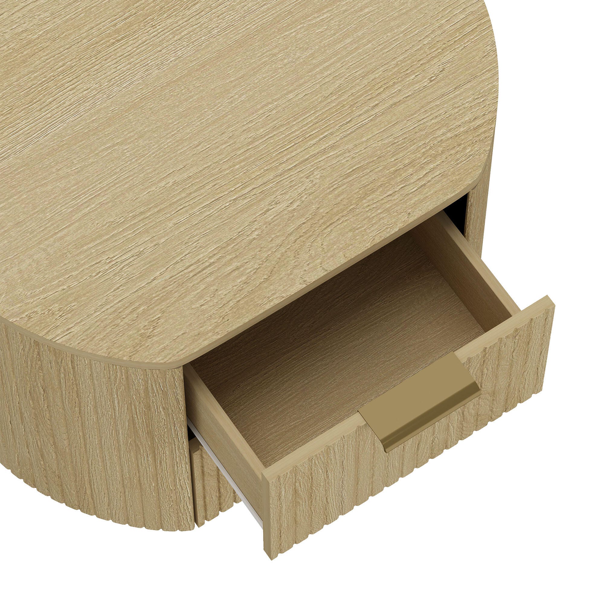Manhattan Comfort Olivia 26" 2 Drawers Nightstand, Natural/Gold, large