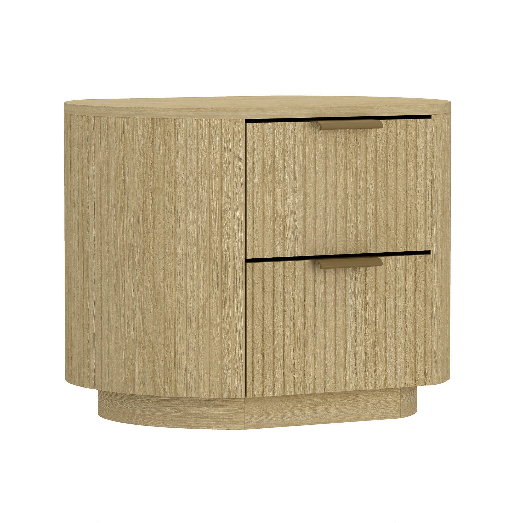 Manhattan Comfort Olivia 26" 2 Drawers Nightstand, Natural/Gold, large