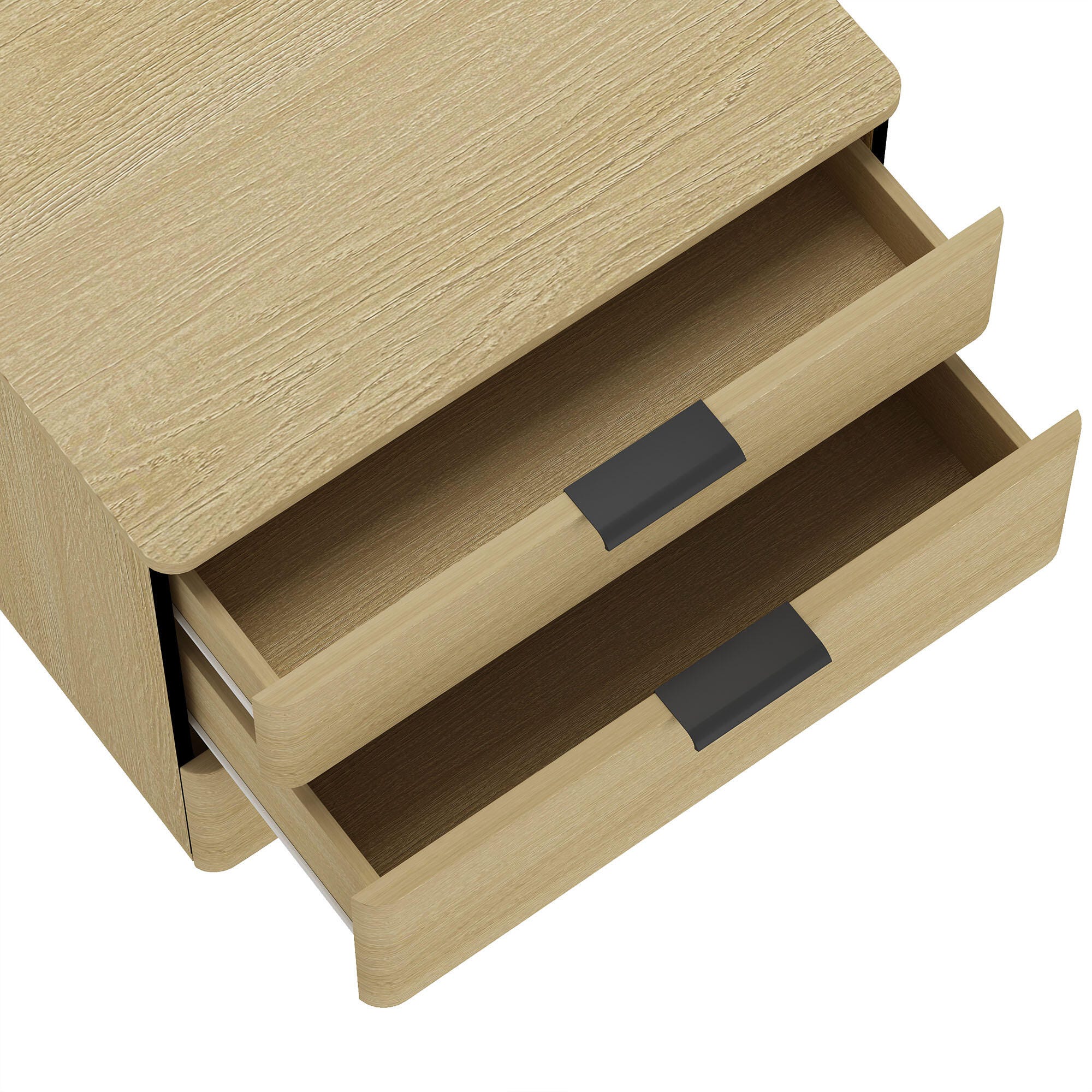 Manhattan Comfort Payton 26" 3 Drawers Nightstand, Natural/Black, large