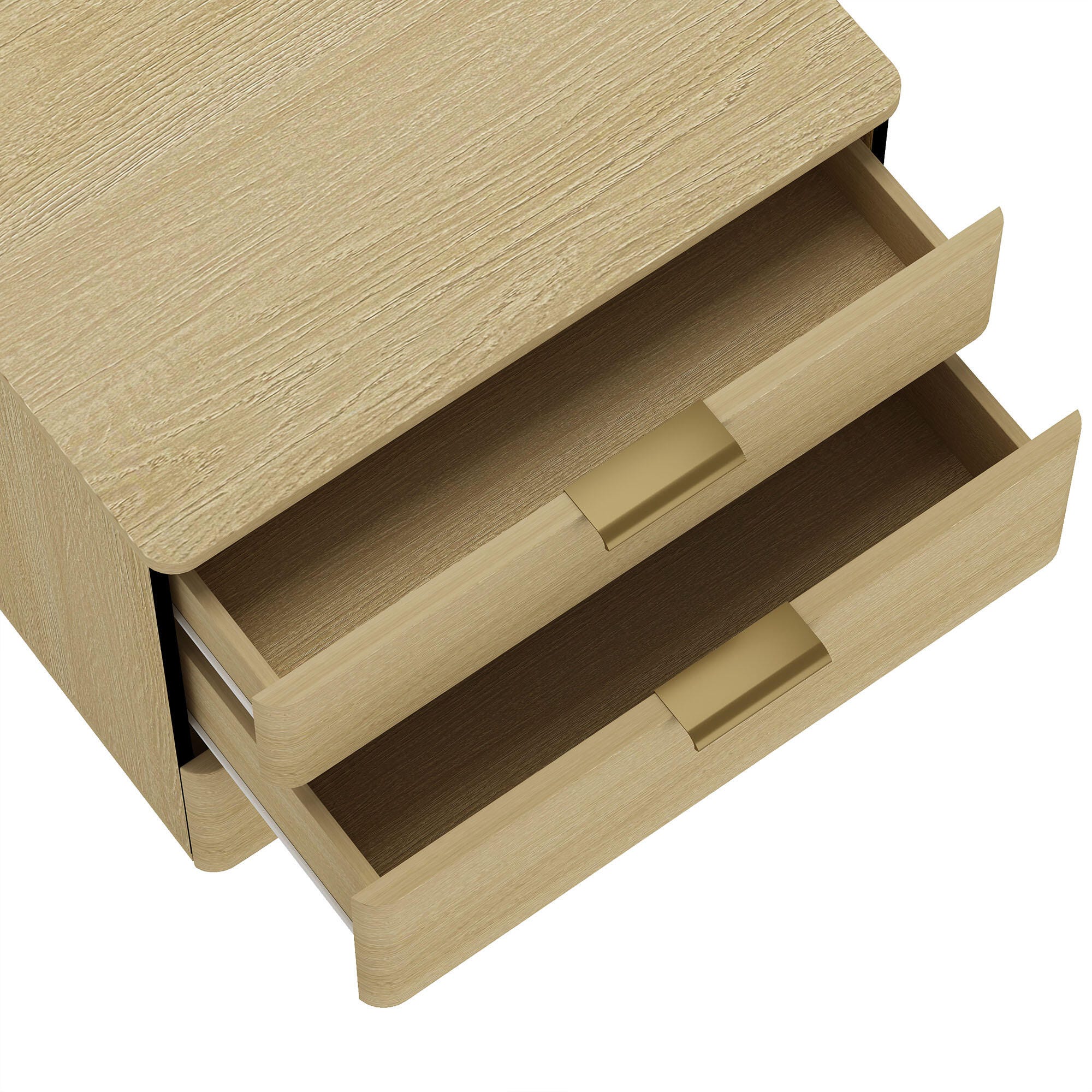 Manhattan Comfort Payton 26" 3 Drawers Nightstand, Natural/Gold, large