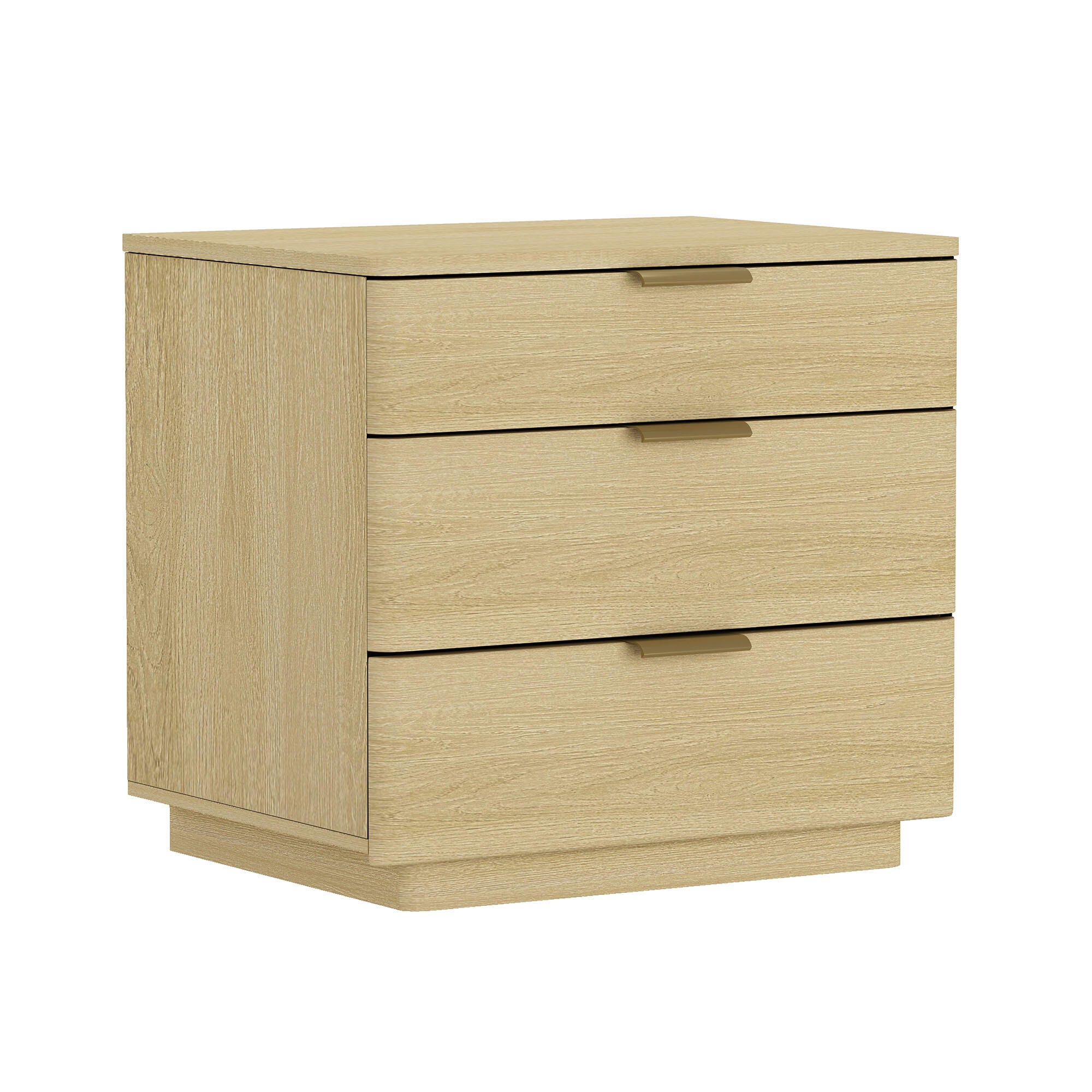 Manhattan Comfort Payton 26" 3 Drawers Nightstand, Natural/Gold, large
