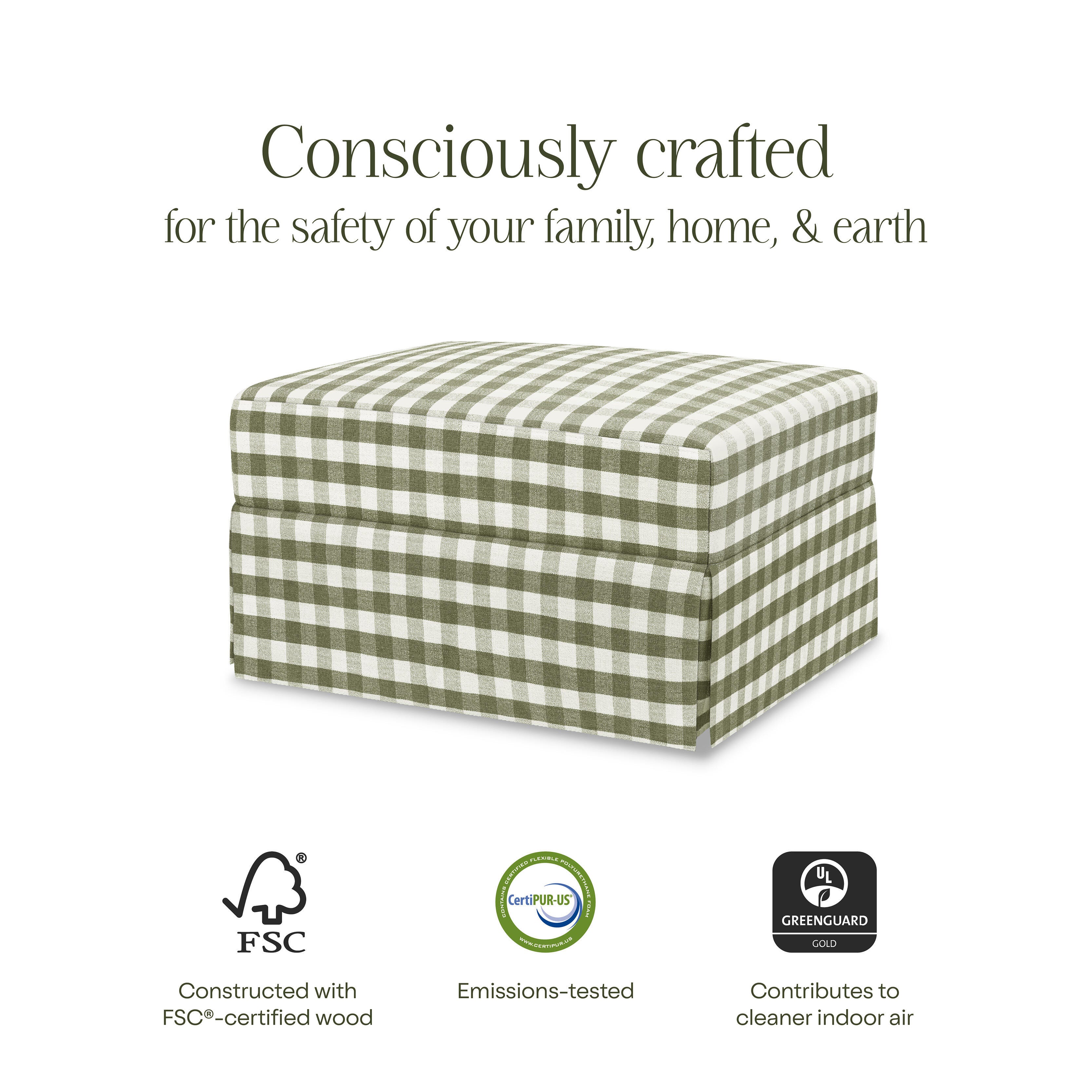 Namesake Crawford Ottoman, Green, large