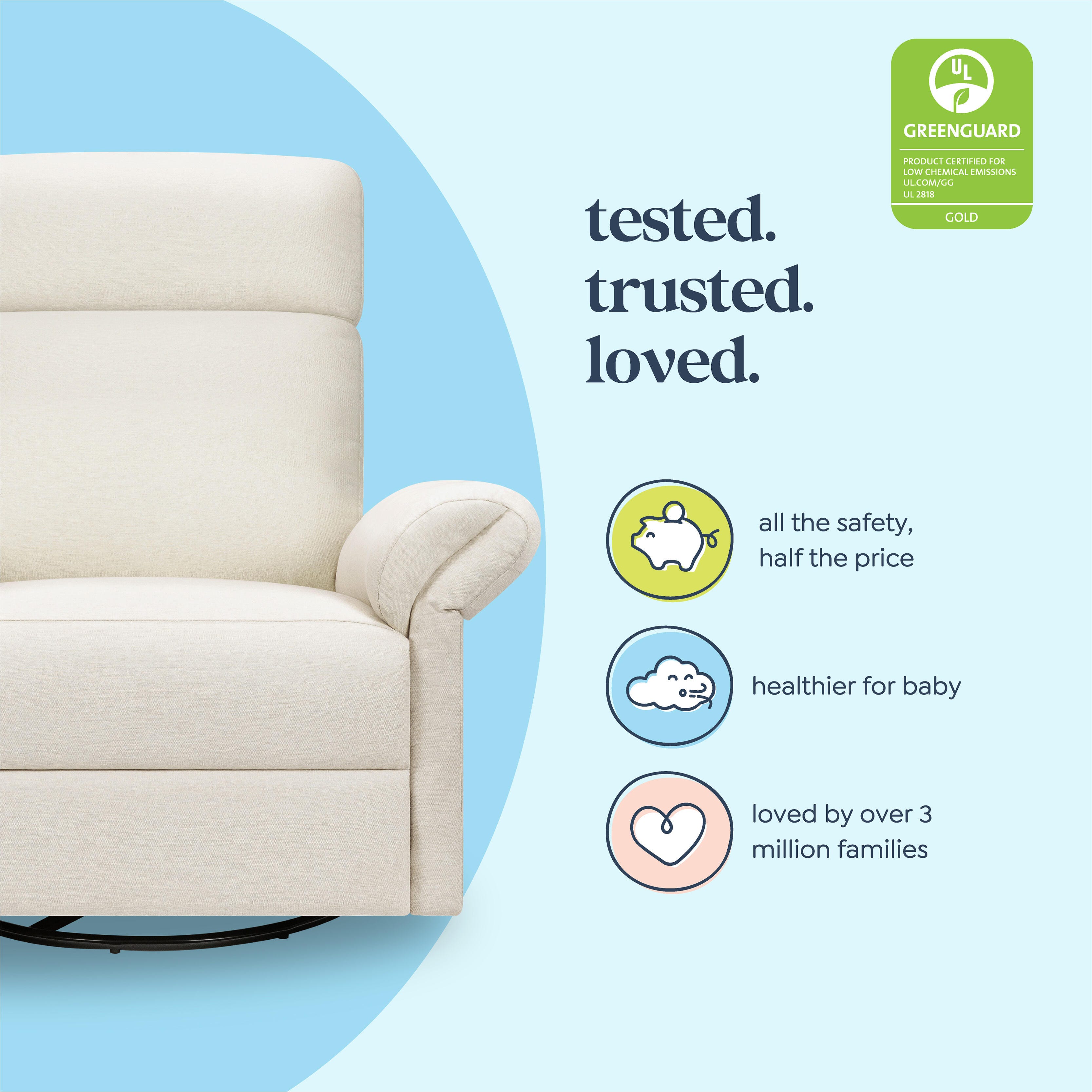 DaVinci Suzy Flex Manual Swivel Glider Recliner, Vanilla, large