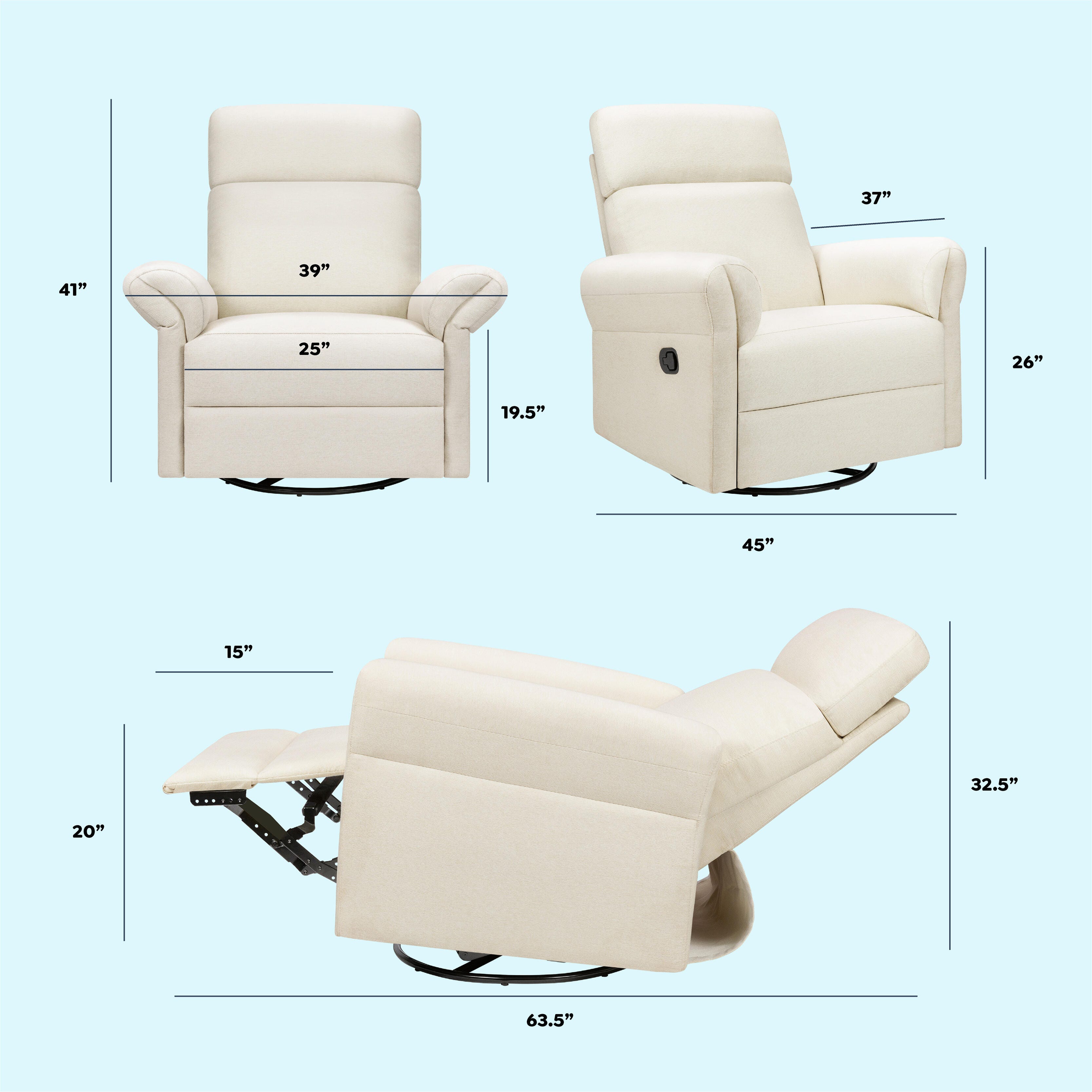 DaVinci Suzy Flex Manual Swivel Glider Recliner, Vanilla, large