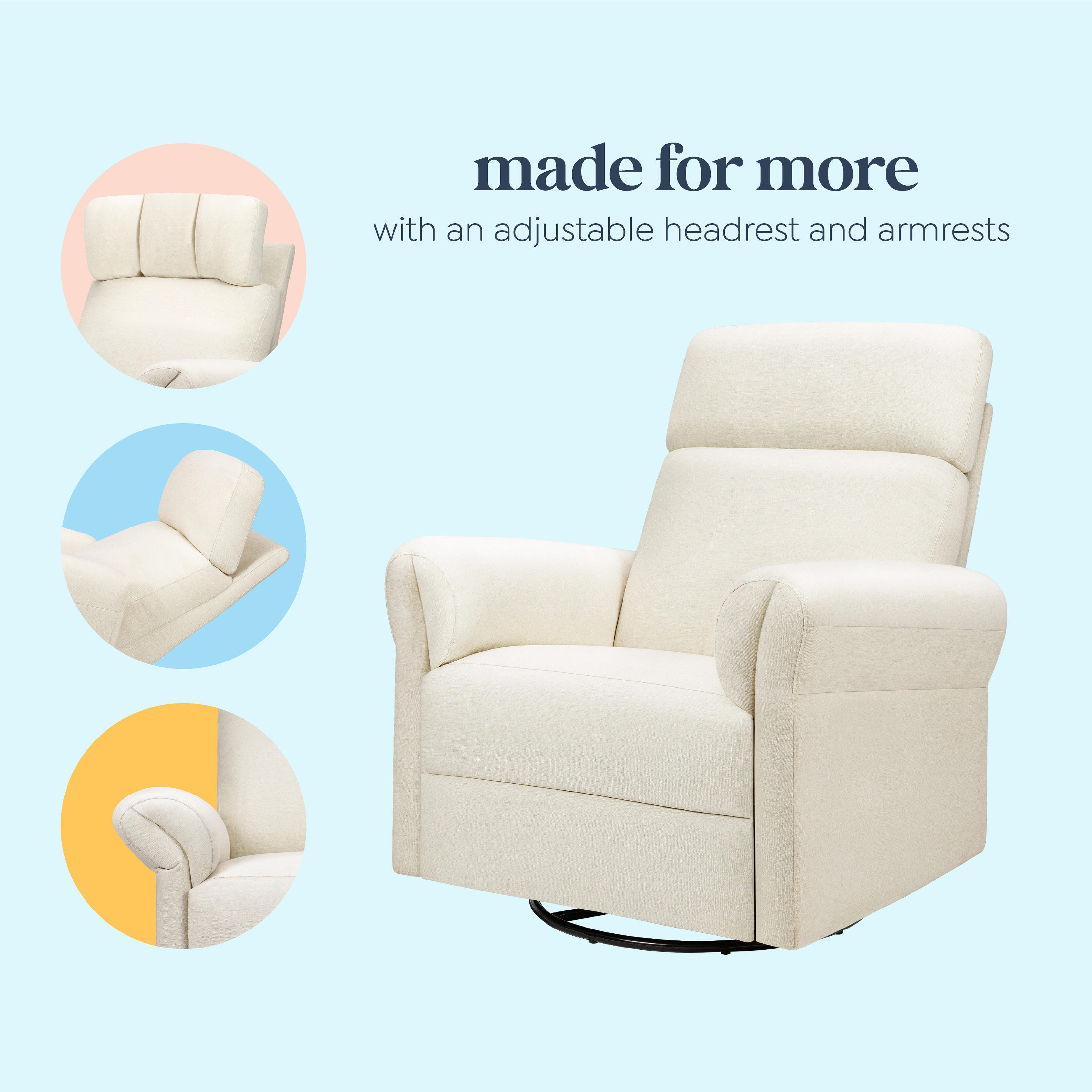 DaVinci Suzy Flex Manual Swivel Glider Recliner, Vanilla, large