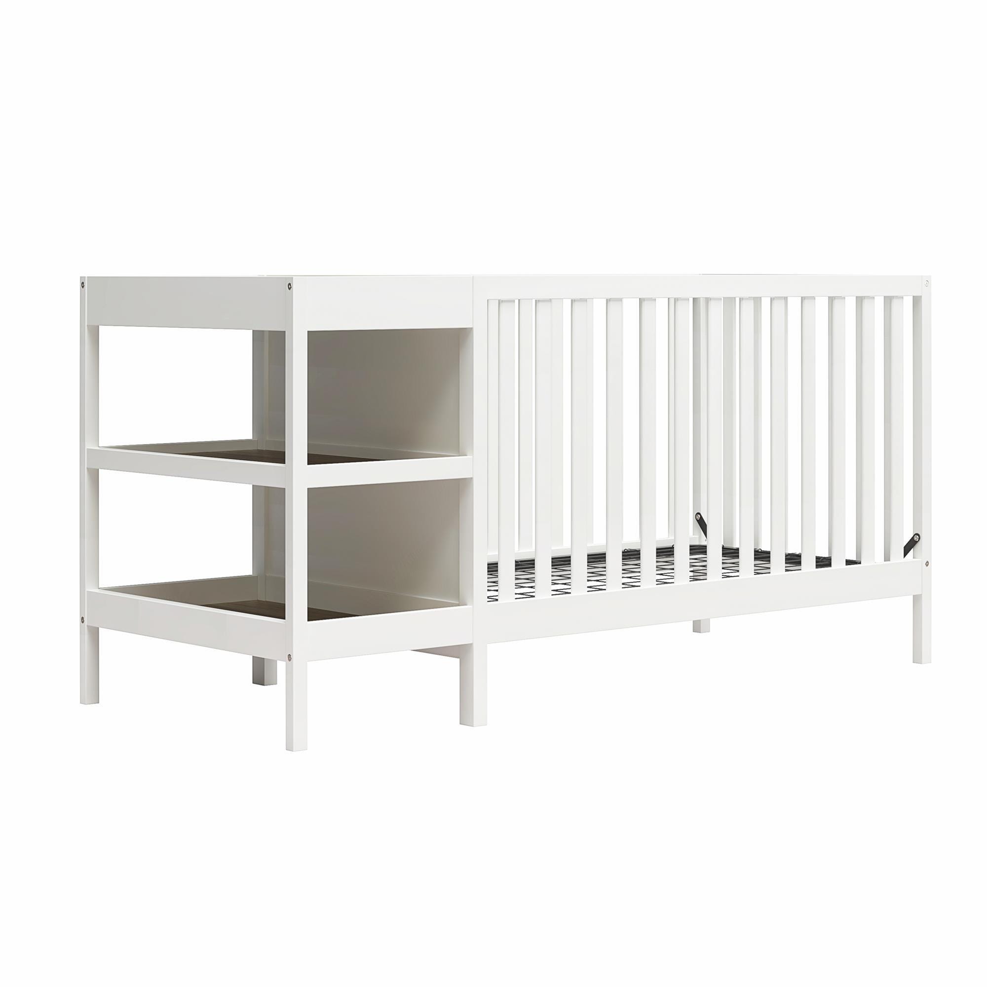 Baby Relax Ema 3-in-1 Convertible Crib and Changer, White, large