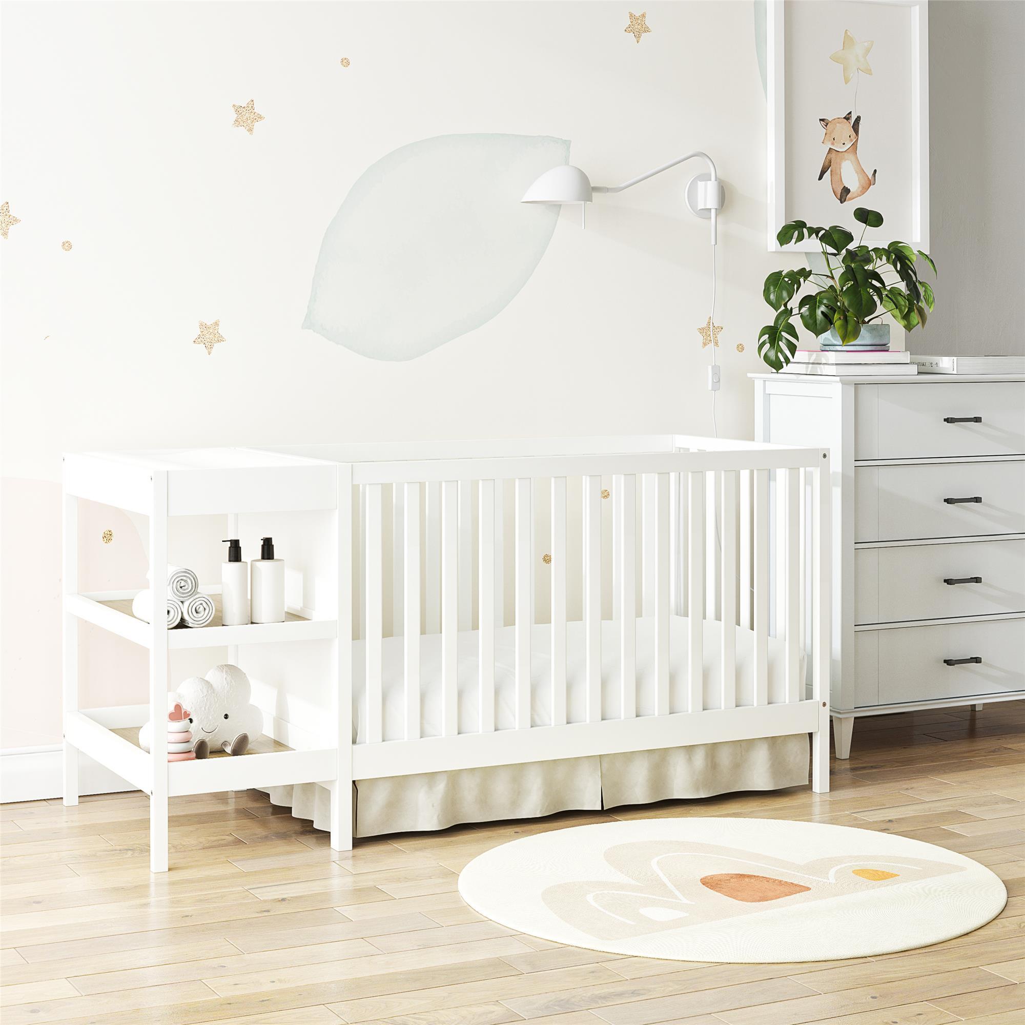 Baby Relax Ema 3-in-1 Convertible Crib and Changer, White, large