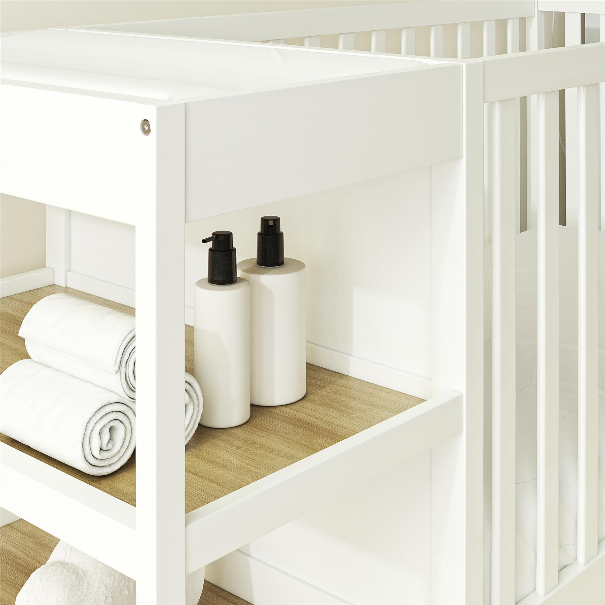 Baby Relax Ema 3-in-1 Convertible Crib and Changer, White, large