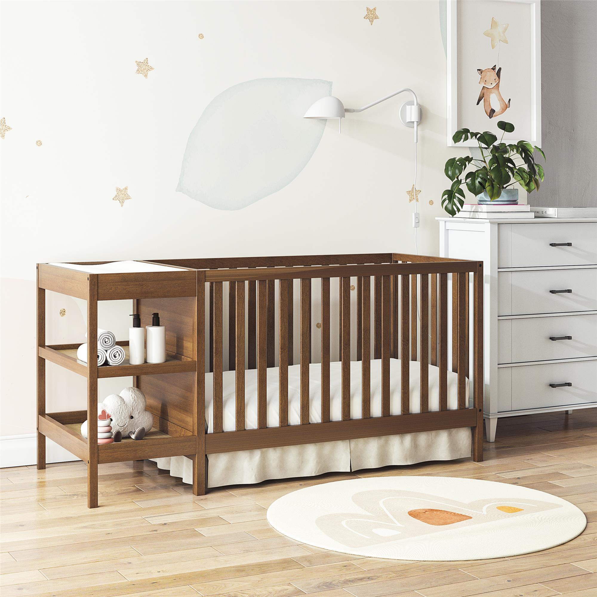 Baby Relax Ema 3-in-1 Convertible Crib and Changer, Walnut, large