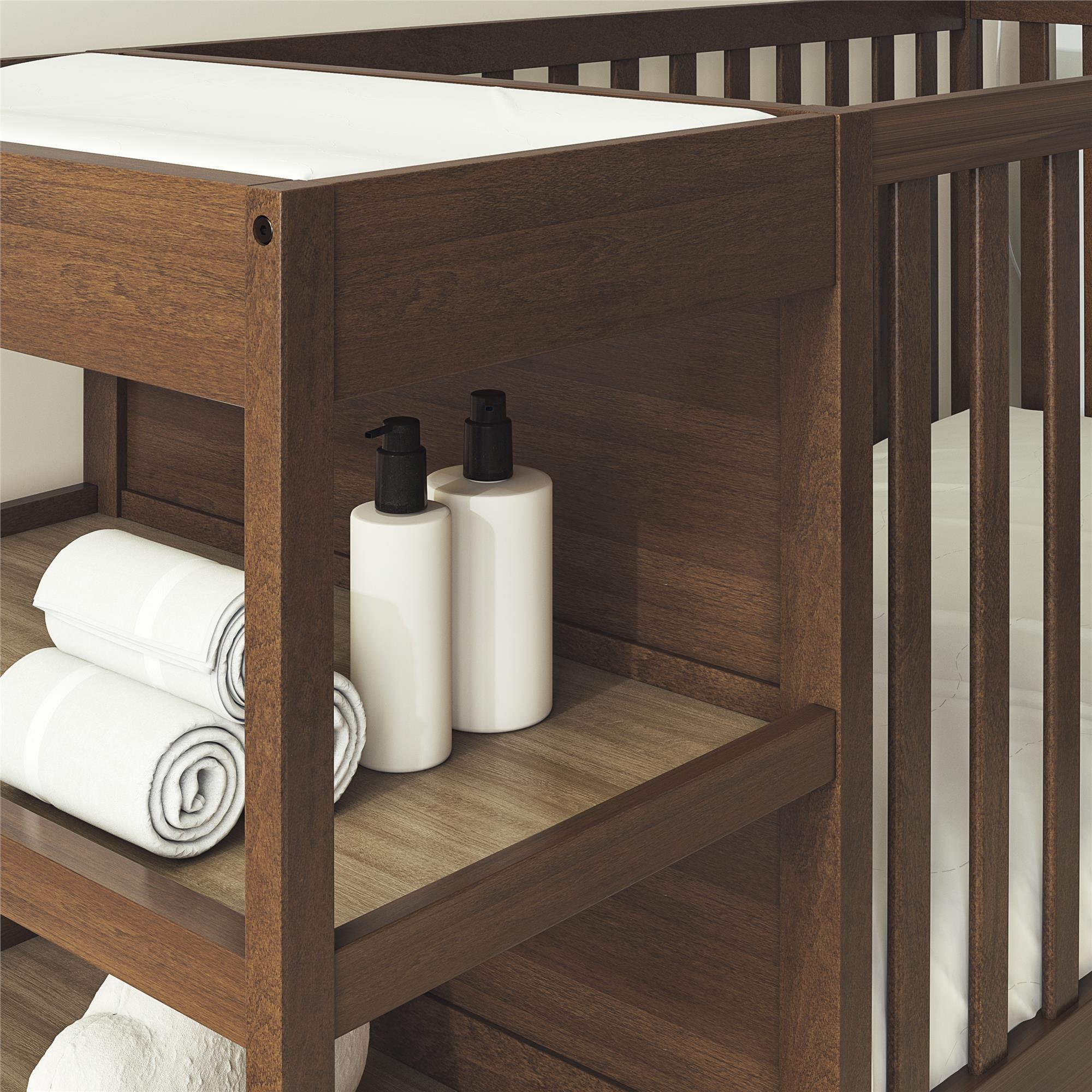 Baby Relax Ema 3-in-1 Convertible Crib and Changer, Walnut, large