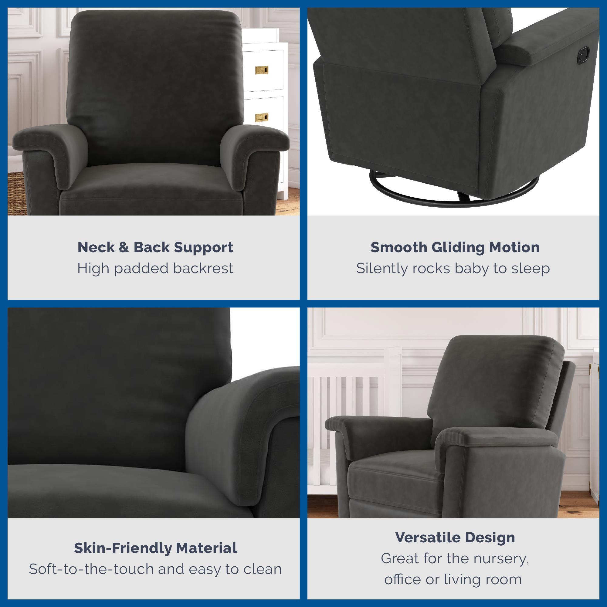Baby Relax Terrin Swivel Manual Recliner, Black, large