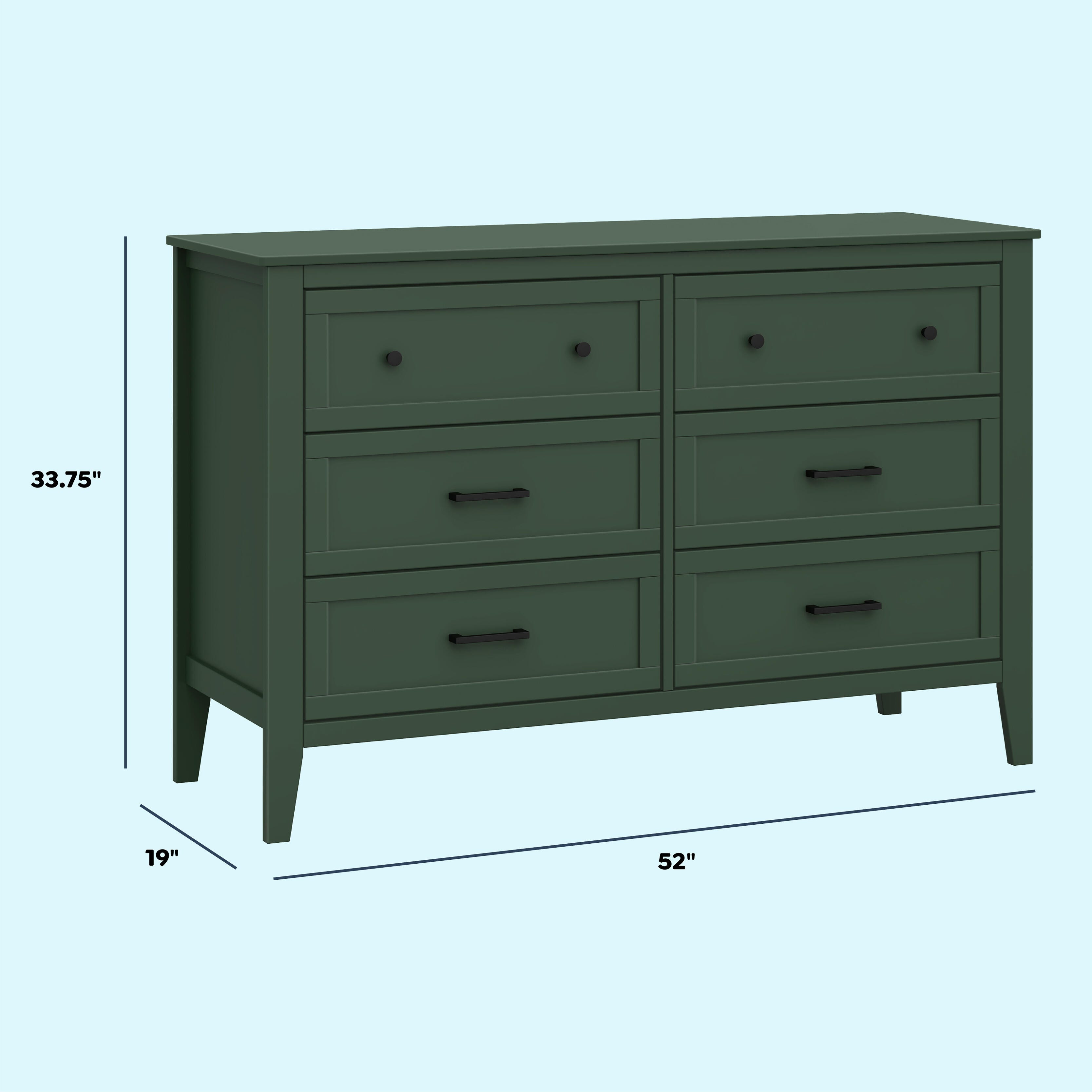 daVinci Beau 18" 6 Drawer Dresser, Forest Green, large