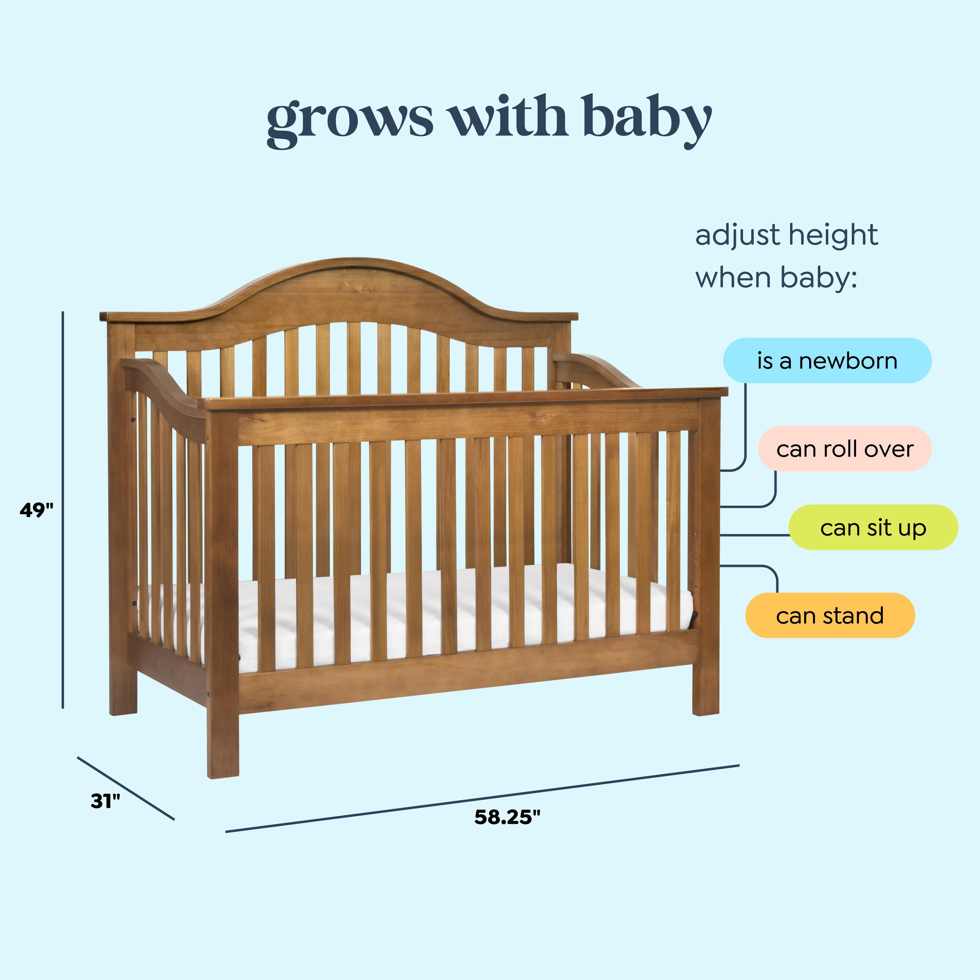 daVinci Jayden 4-in-1 Convertible Crib, Chestnut, large