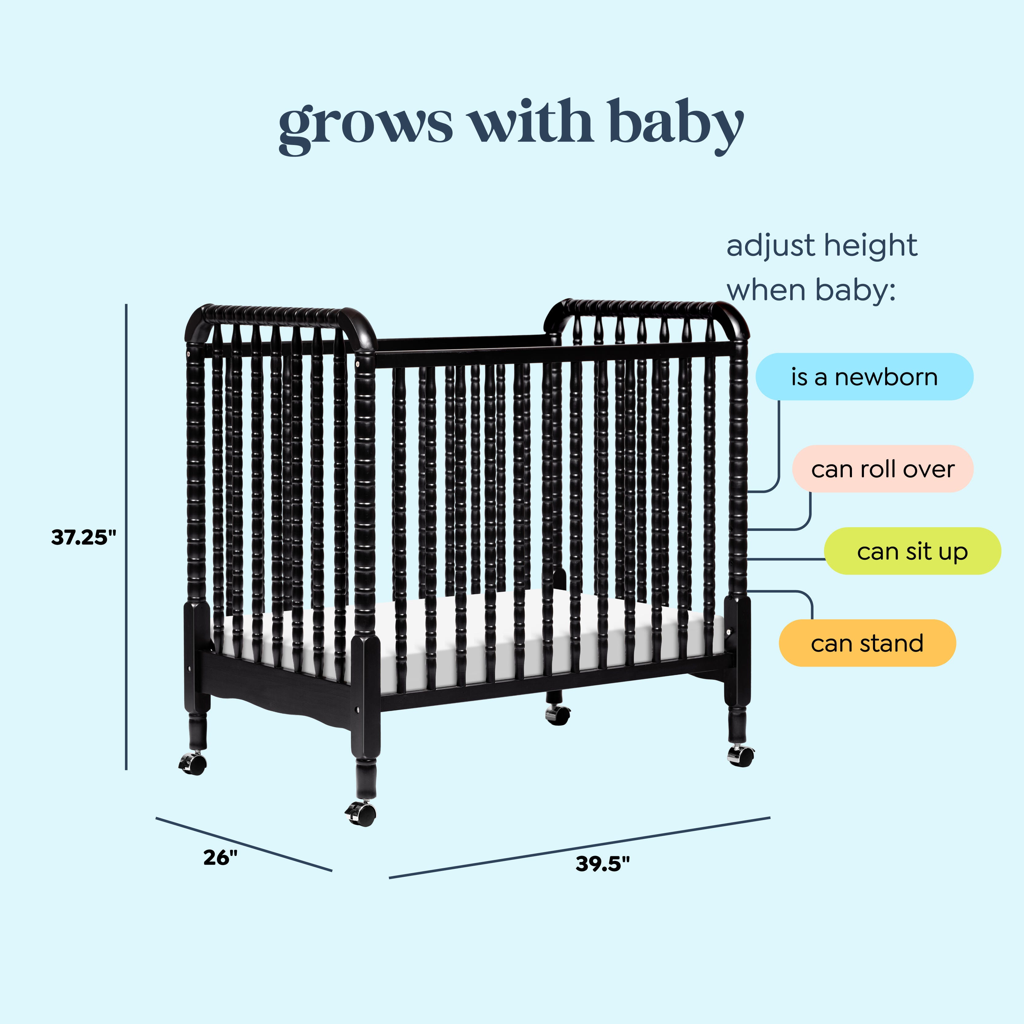 daVinci Jenny Lind 3-in-1 Convertible Crib, Ebony, large