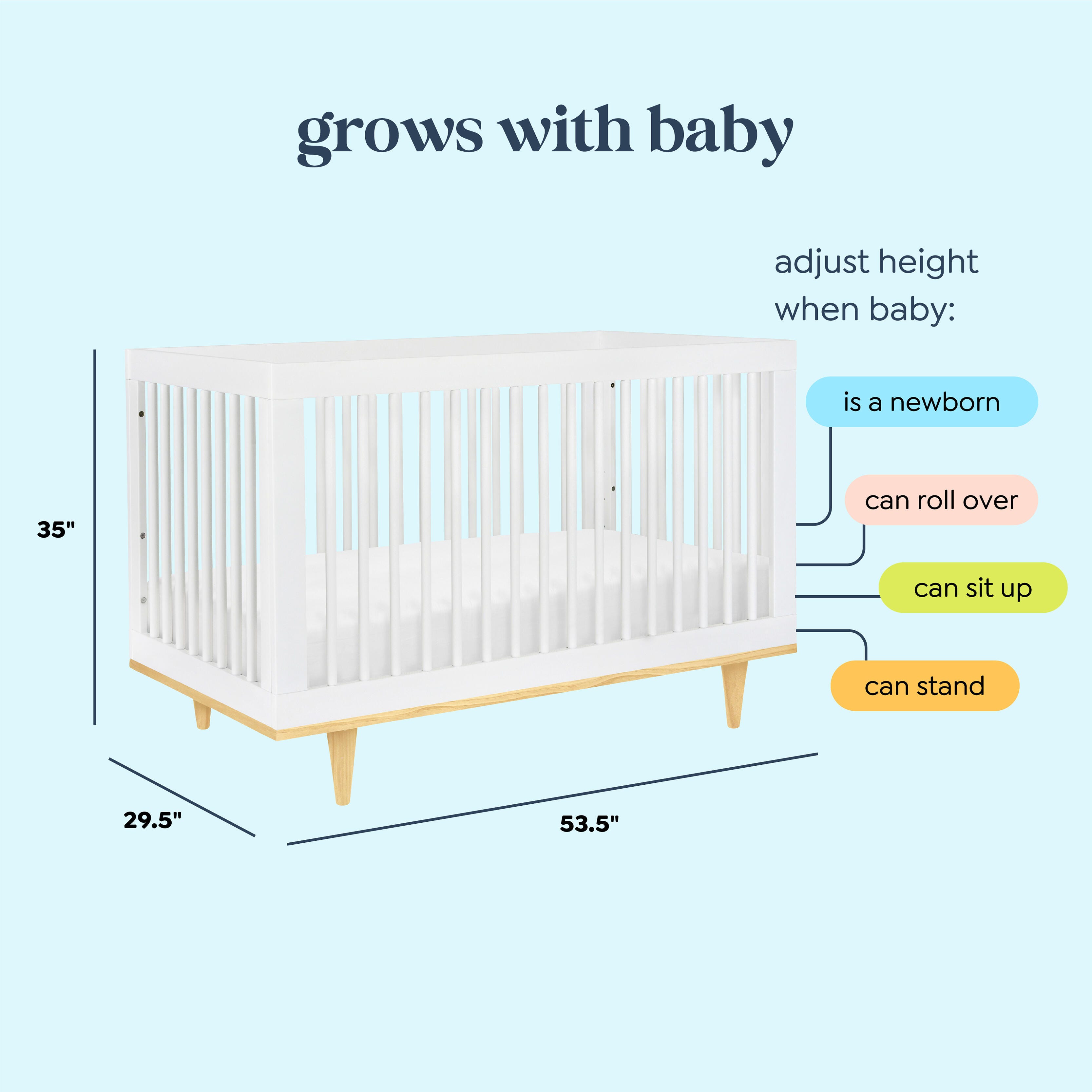 daVinci Marley 3-in-1 Convertible Crib, White/Natural, large