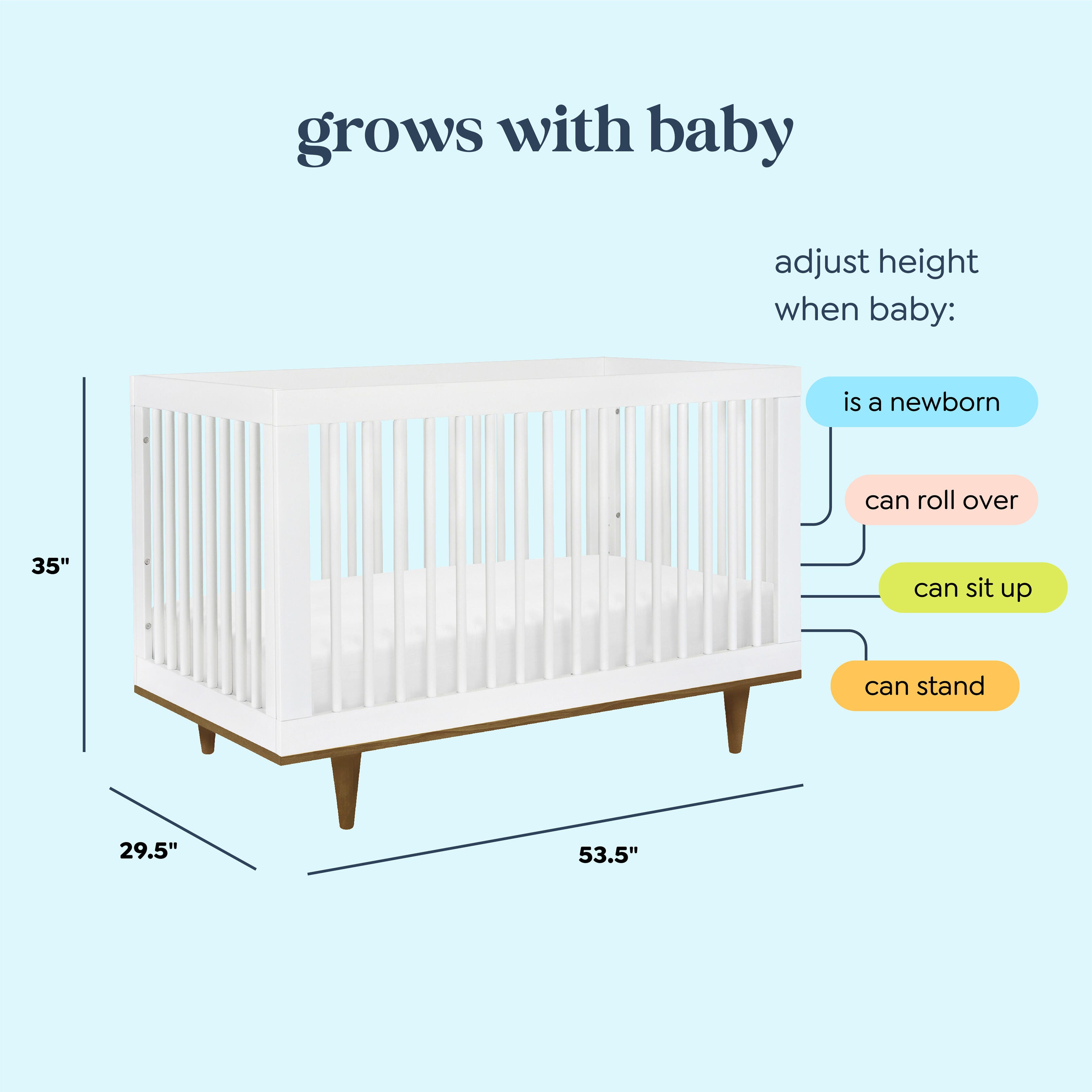 daVinci Marley 3-in-1 Convertible Crib, White/Walnut, large