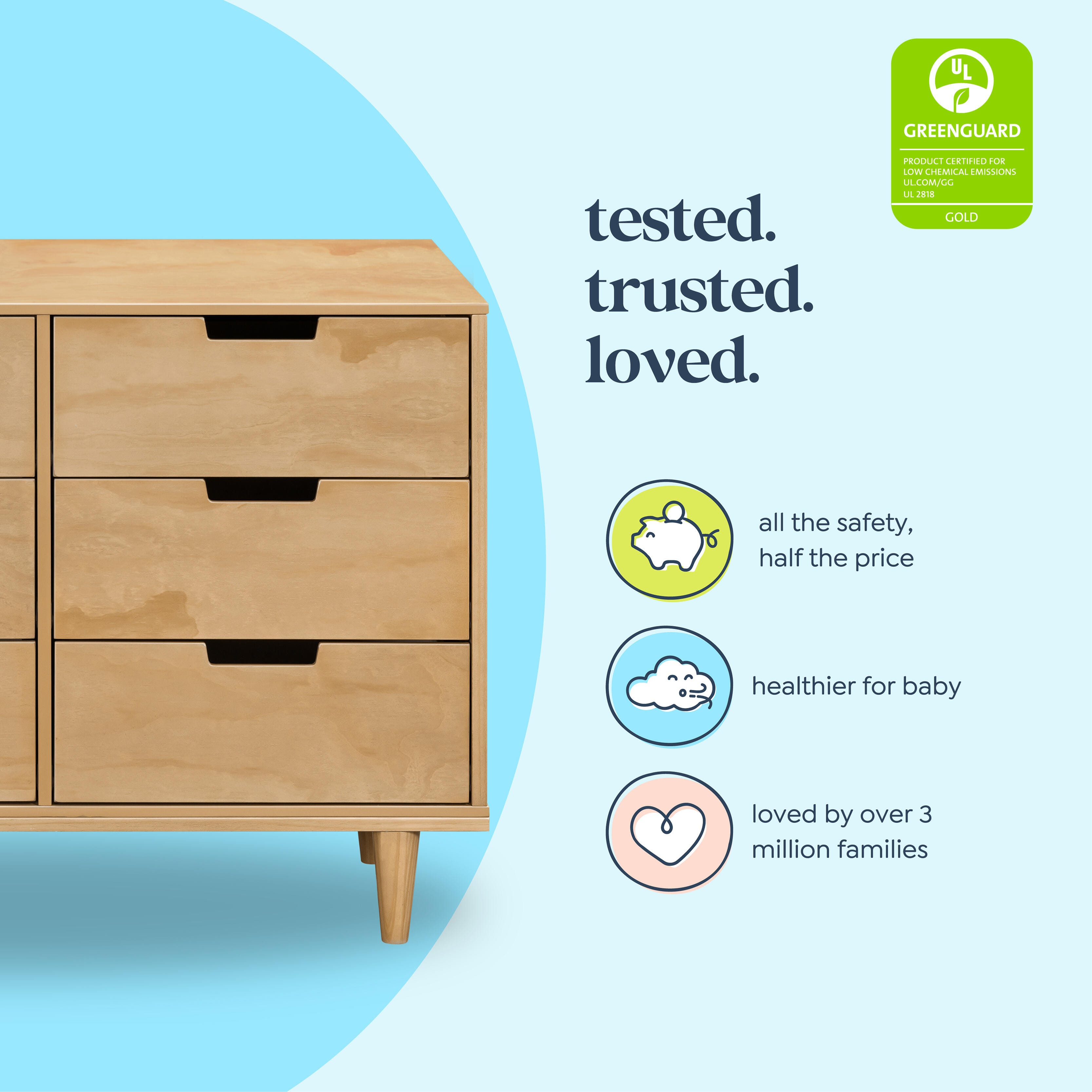 daVinci Marley 19" 6 Drawer Dresser, Honey, large