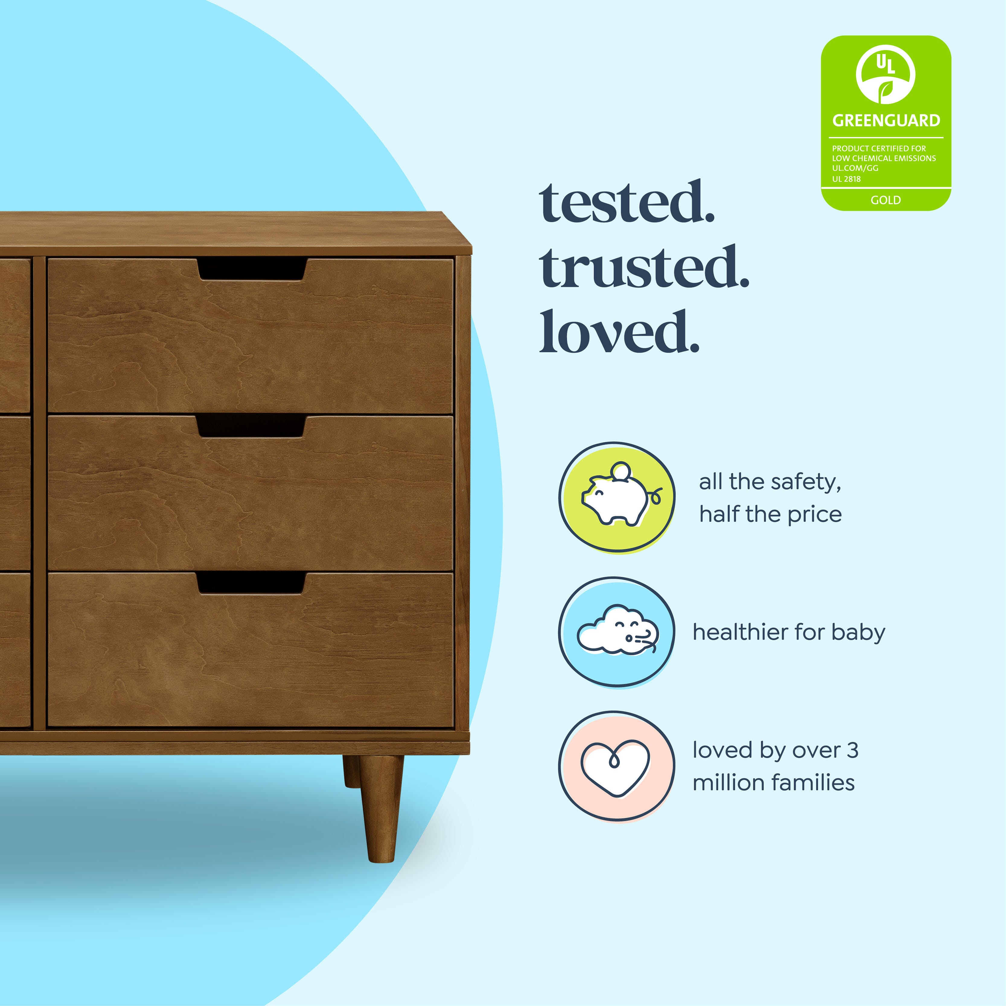 daVinci Marley 19" 6 Drawer Dresser, Walnut, large