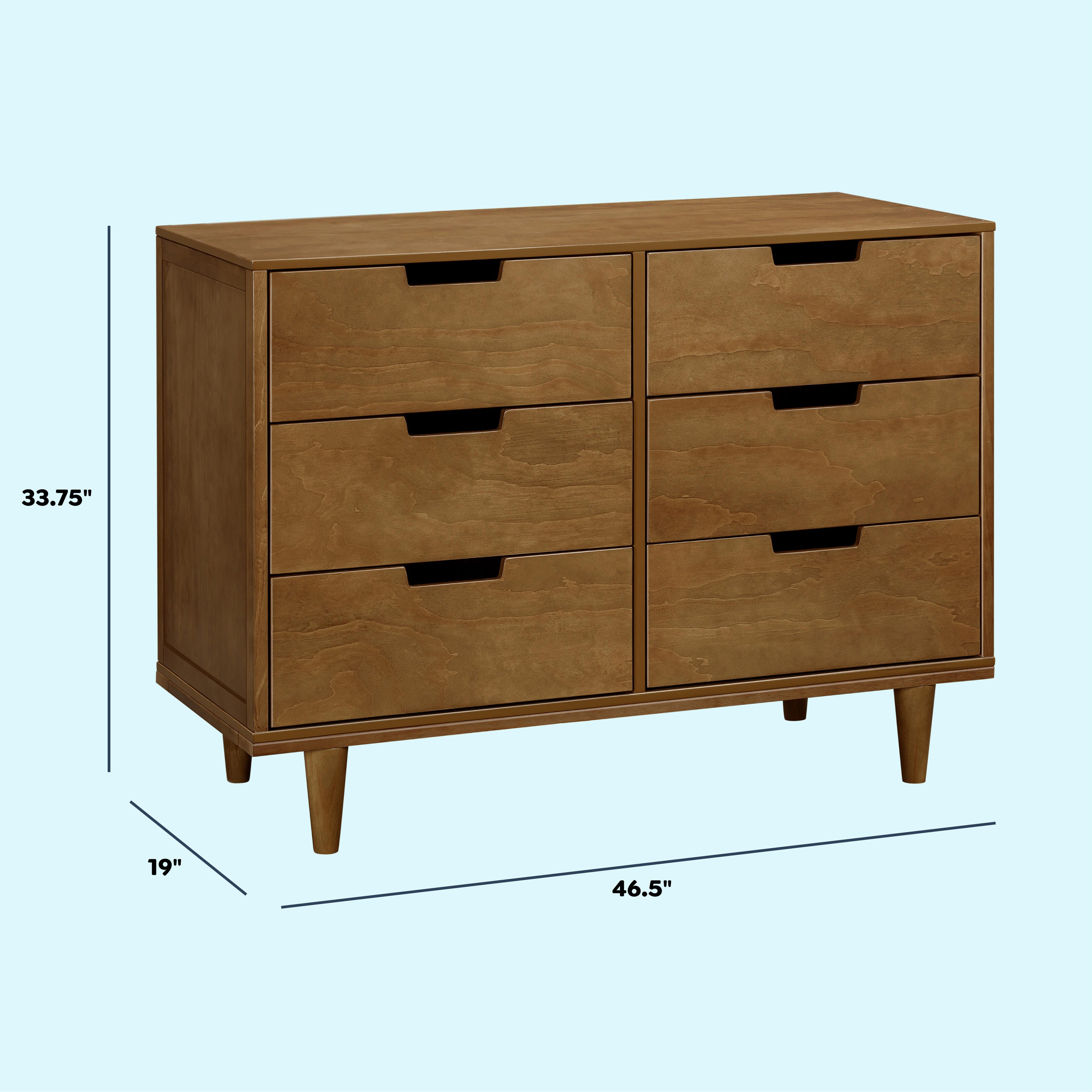 daVinci Marley 19" 6 Drawer Dresser, Walnut, large