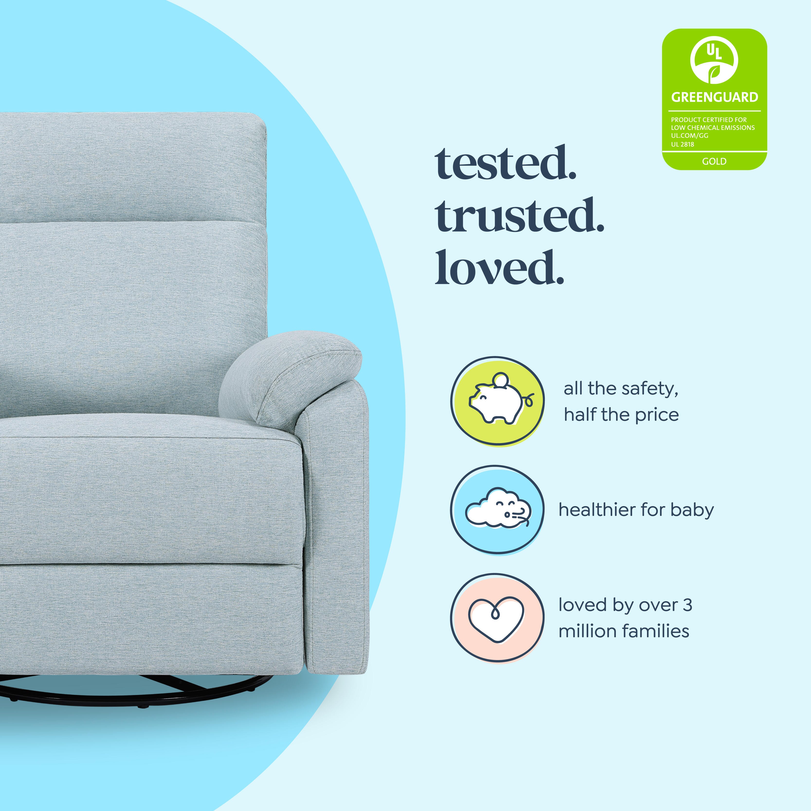 daVinci Suzy Manual Recliner, Blue, large