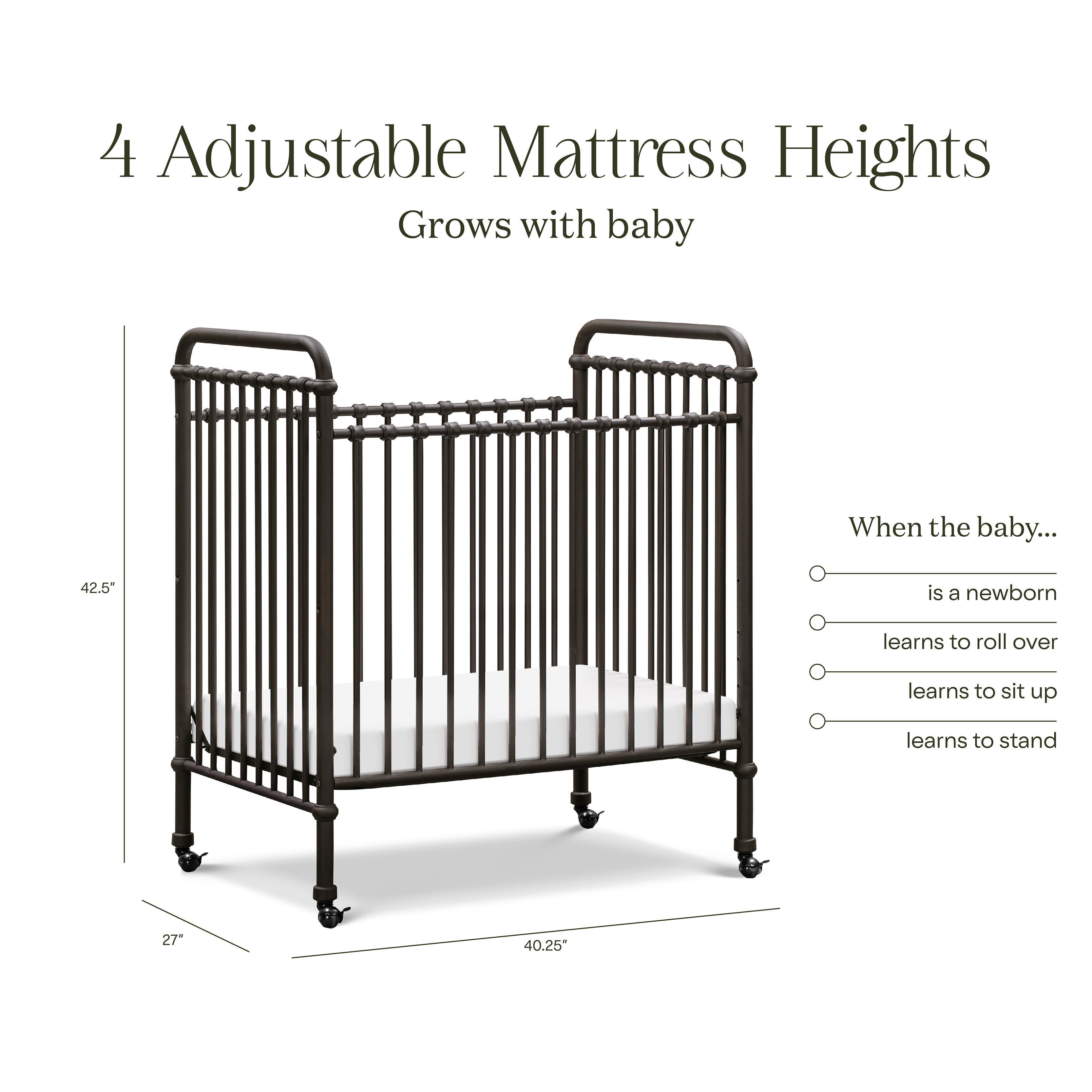 Namesake Abigail 3-in-1 Convertible Crib, Vintage Iron, large