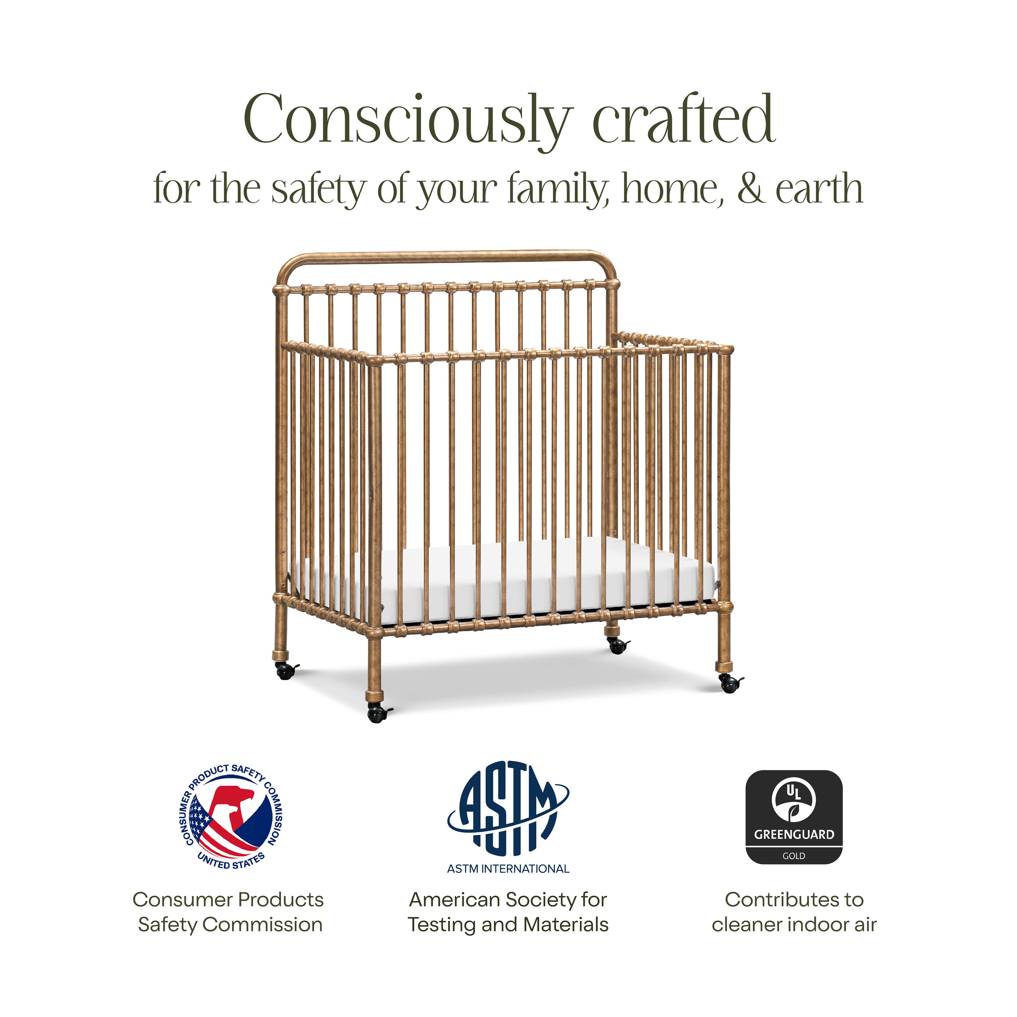 Namesake Winston 4-in-1 Convertible Crib, Vintage Gold, large
