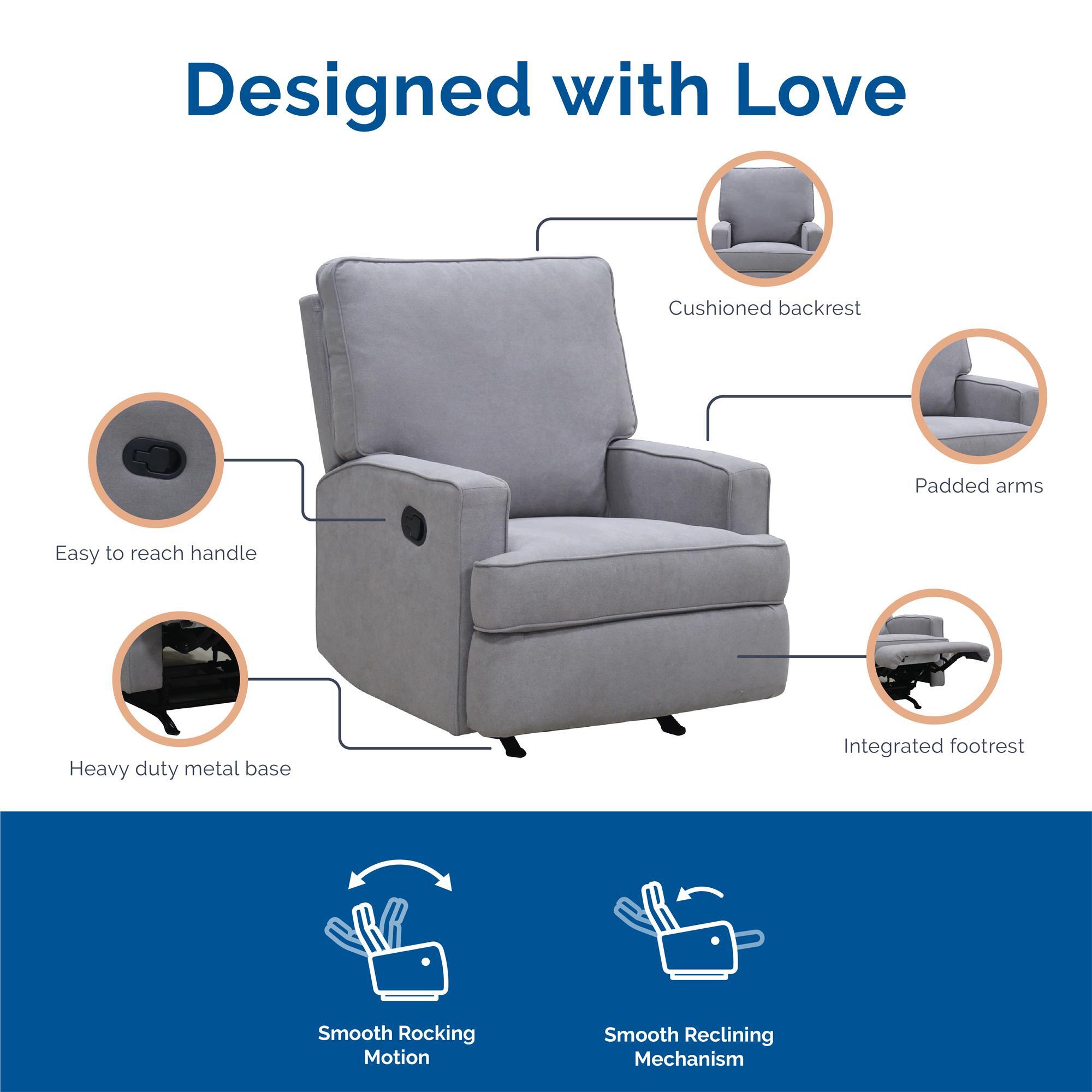 Baby Relax Salma Glider Recliner, Light Gray, large