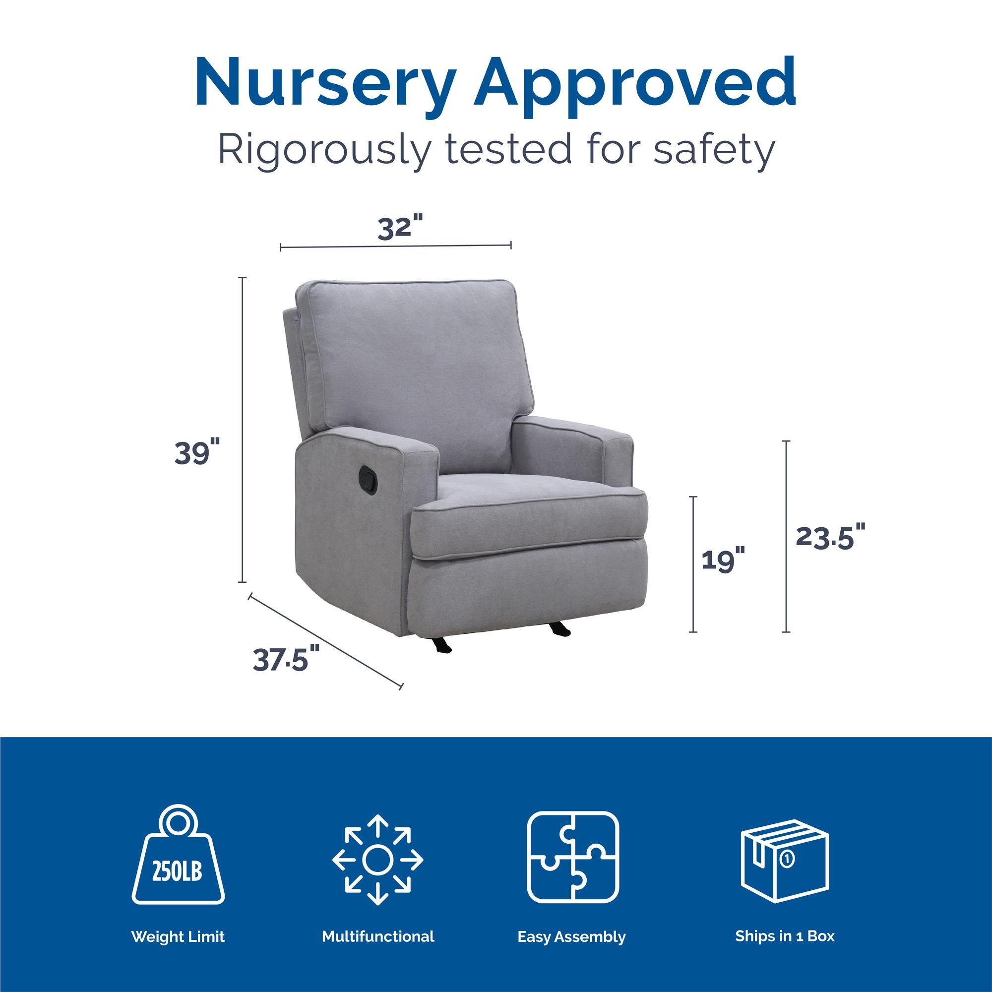 Baby Relax Salma Glider Recliner, Light Gray, large