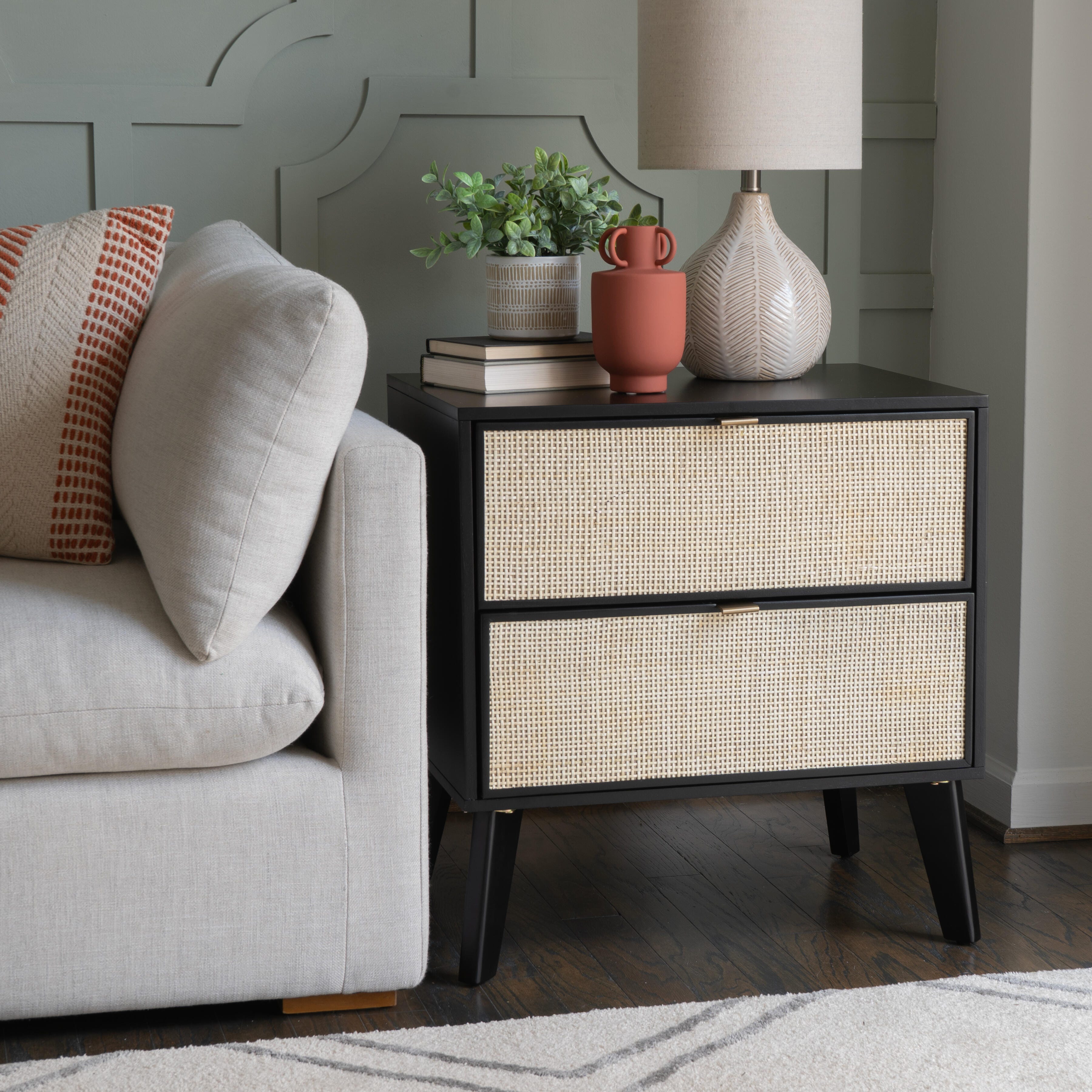 Linon Mila 25" 2 Drawer Nightstand, , large